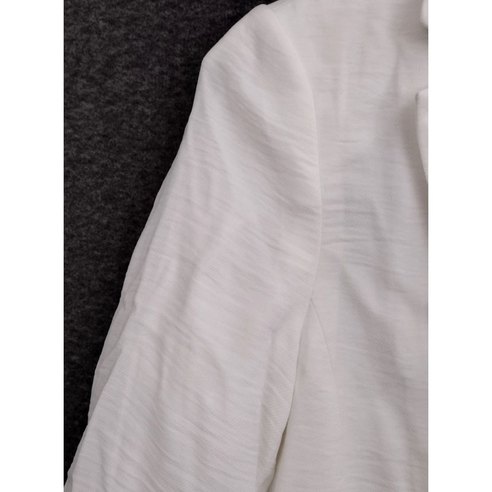 Guess GUESS Blazer Shirt Womens Ivory 3/4 Sleeve Cotton Blend Mid-Length Solid Front Pockets Jacket, Casual, Regular Fit, Size S, Designer, Ivory, Women Size S / US 4 / IT 40 - 7 Thumbnail