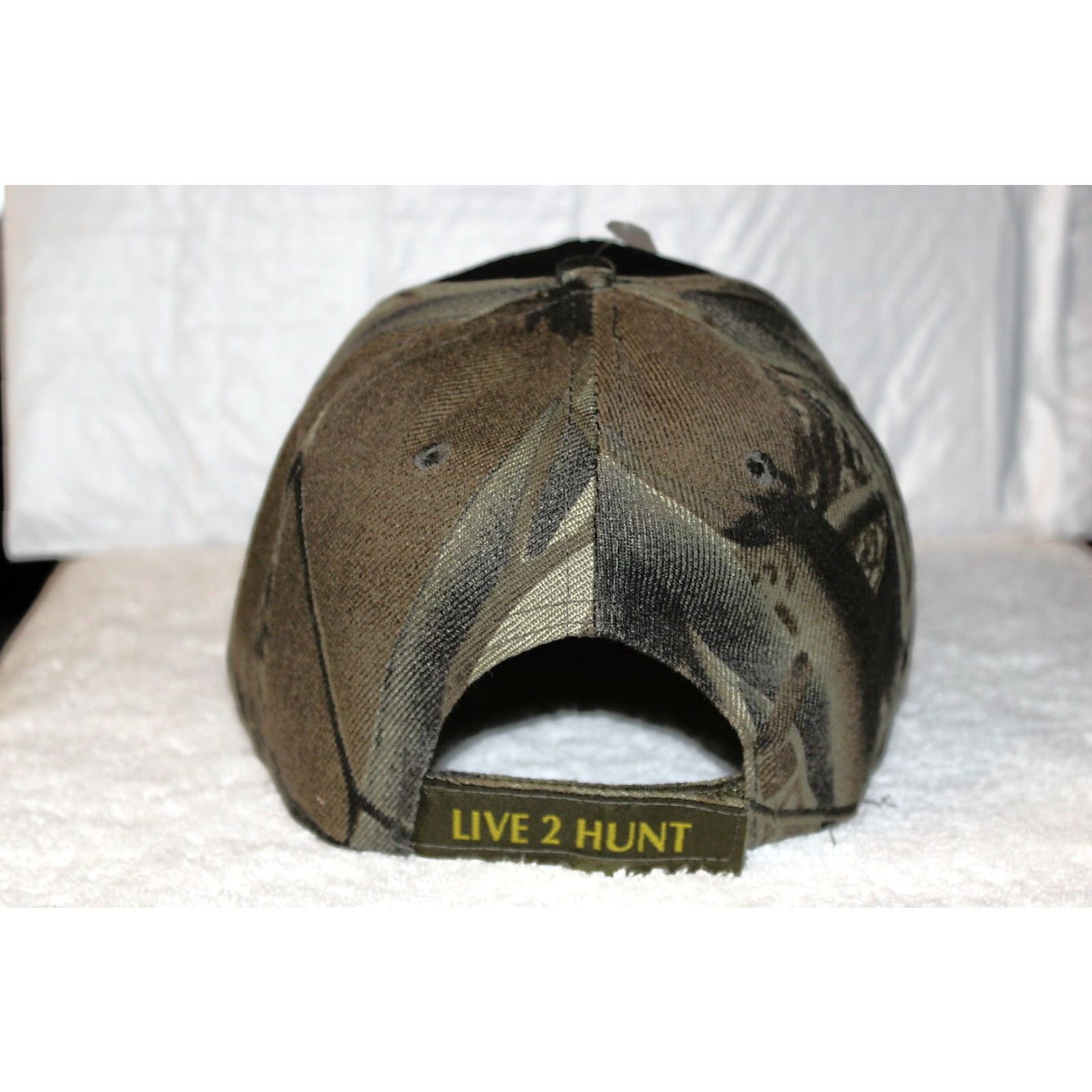 Hunter VINTAGE Hunting Baseball Cap Men Adjustable Camouflage & Black Outdoor Hunting Theme Rifle Live to Hunt 90s Mens Size ONE SIZE - 2 Thumbnail