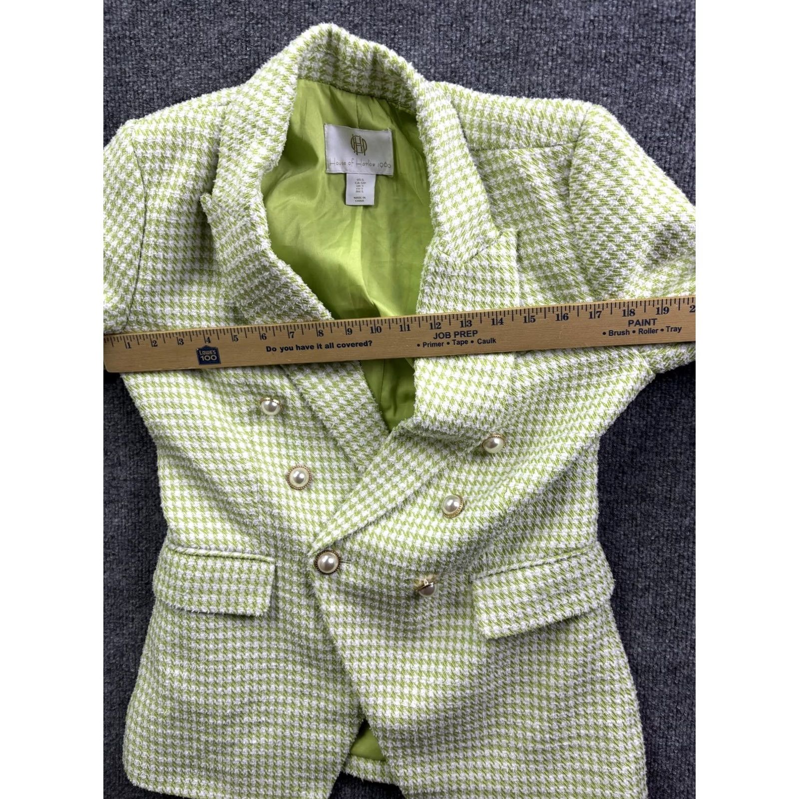Vintage VINTAGE House of Harlow 1960 Blazer Womens Small Green Tweed Double Breasted Check Size S / US 4 / IT 40 - 5 Thumbnail