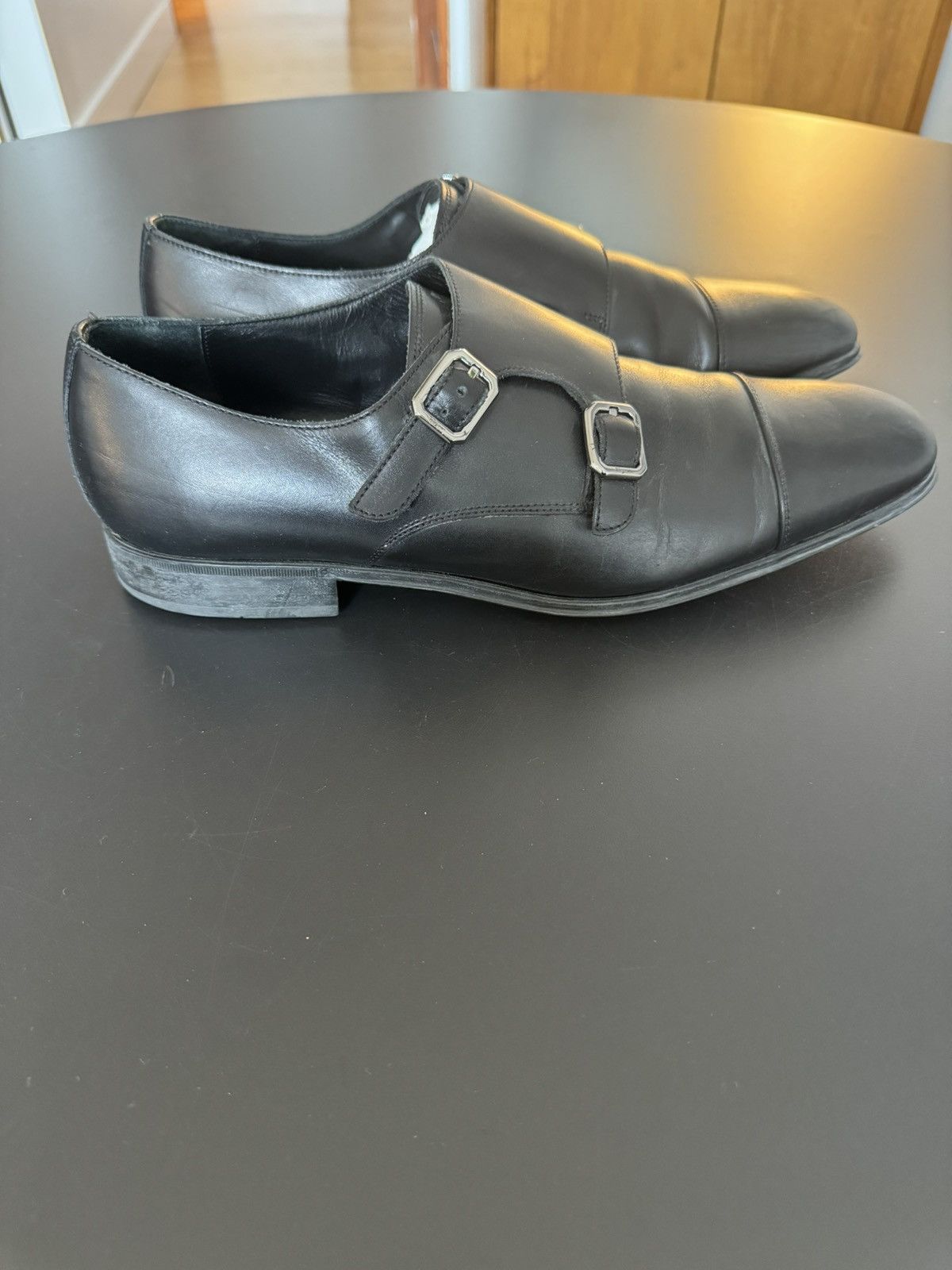 Salvatore Ferragamo Ferragamo Double Monk Strap Shoe, black leather Size US 9 / EU 42 - 1 Thumbnail