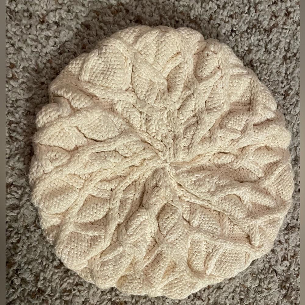 Designer Cream Colored Handmade Beret Hat Size ONE SIZE - 2 Thumbnail