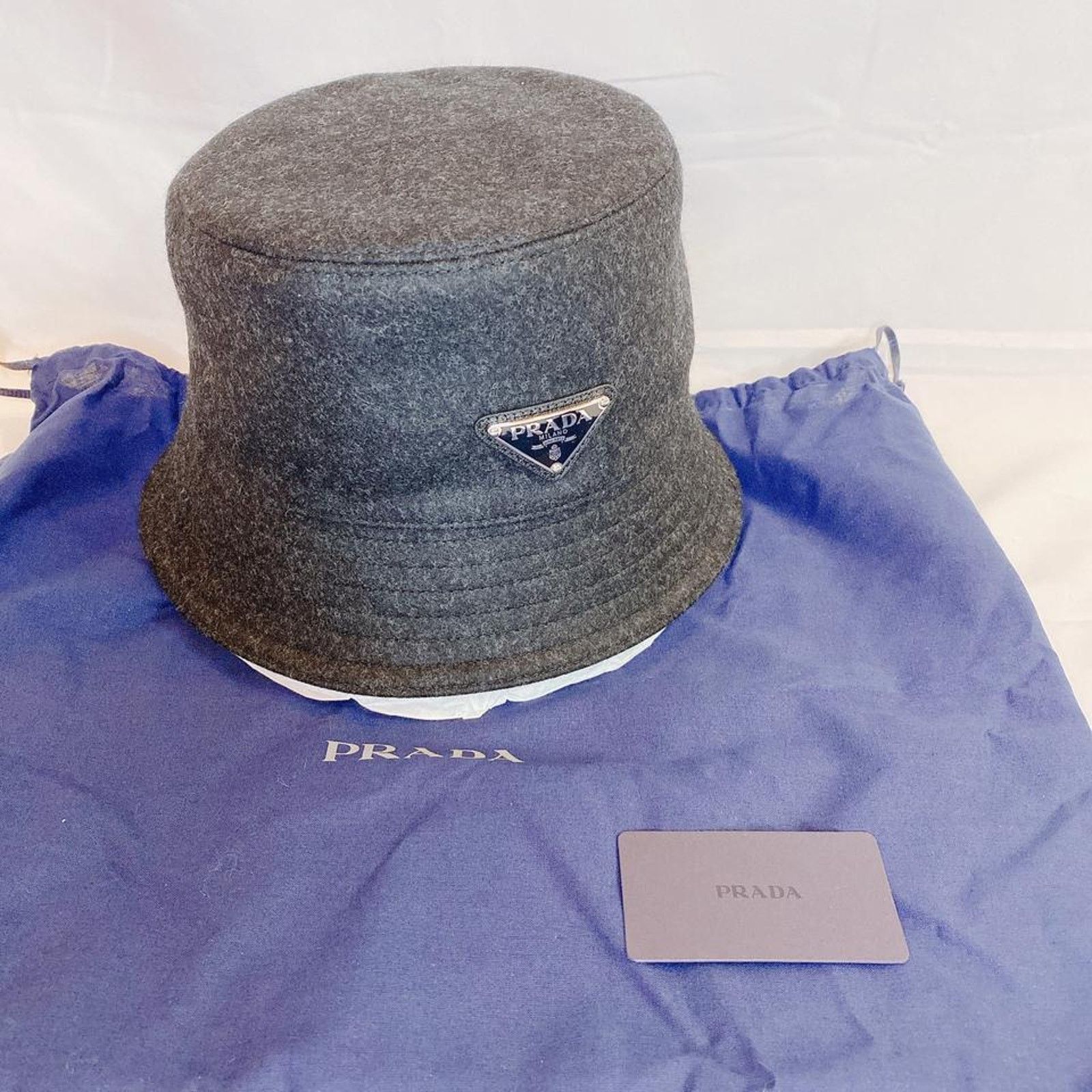 Prada PRADA logo appliqued wool felt bucket hat M Size ONE SIZE - 5 Thumbnail