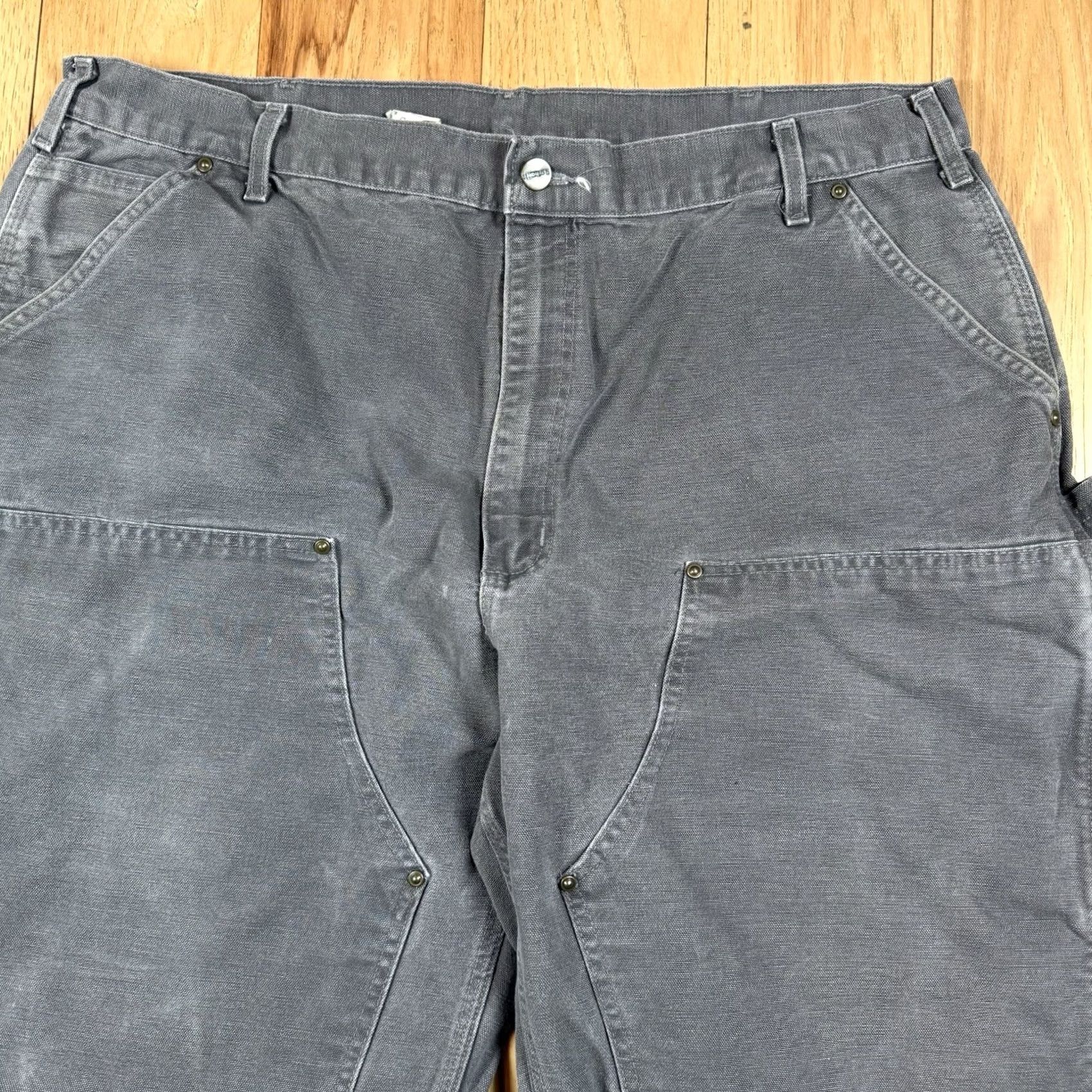 Carhartt VINTAGE Carhartt Carpenter Pants Mens 40x34 Grey USA Made Canvas Workwear Double Knee Pants Mens 40x34 Gray USA Carhartt Clothing Size US 40 / EU 56 - 4 Thumbnail