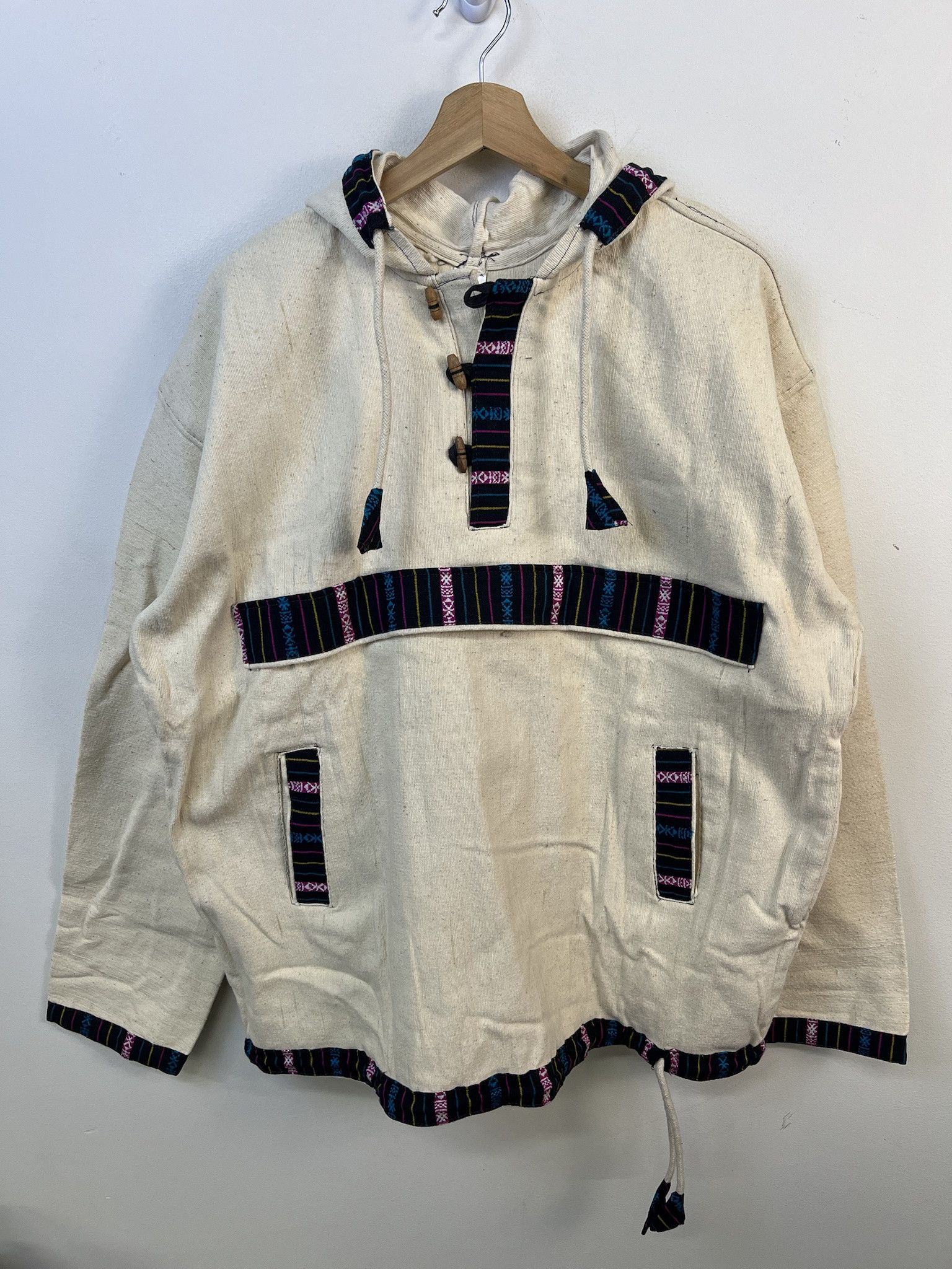 Other Vintage Nepalese Hand Made Cream Hooded Thick Anorak Jacket Size L Size US L / EU 52-54 / 3 - 1 Thumbnail