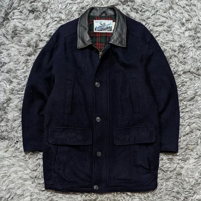 Genuine Leather × Japanese Brand Vintage Machope Wool Jacket Leather Collar Winter Coat Size US L / EU 52-54 / 3 - 1 Thumbnail