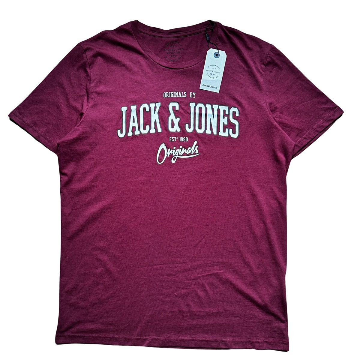 Jack & Jones Men's T-Shirt Burgundy Red Originals Graphic LogoTee XL Size US XL / EU 56 / 4 - 1 Thumbnail