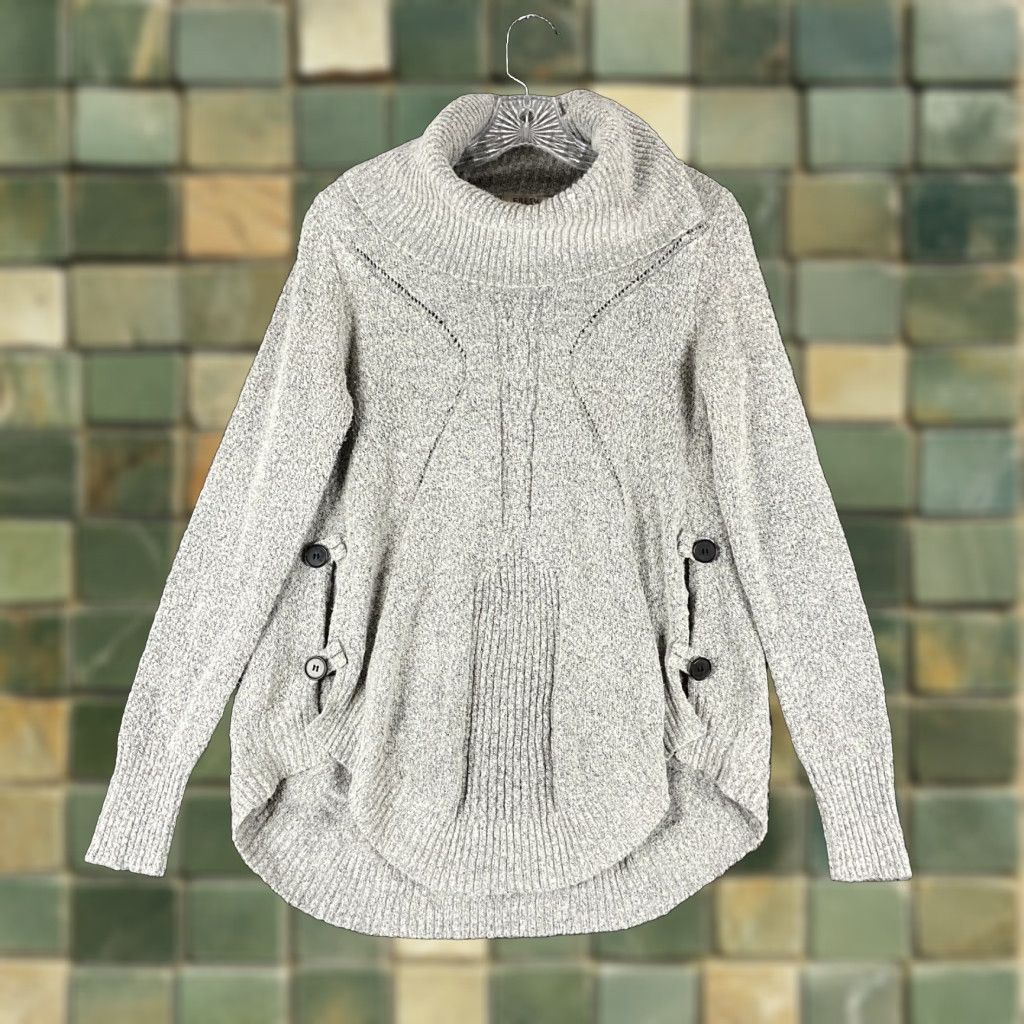 Vintage Fresh Women's Gray Knit Long Sleeve Turtleneck Sweater Small Size S / US 4 / IT 40 - 1 Thumbnail