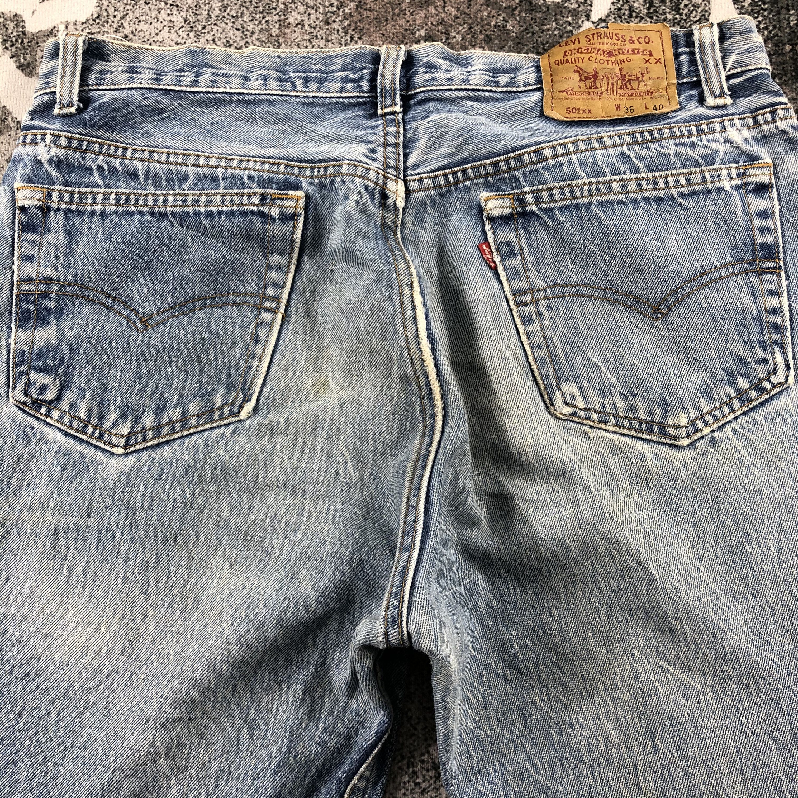 Levi's Vintage Levis 501 Jeans Stone Wash Distres Denim KJ1236 Size US 35 - 4 Thumbnail