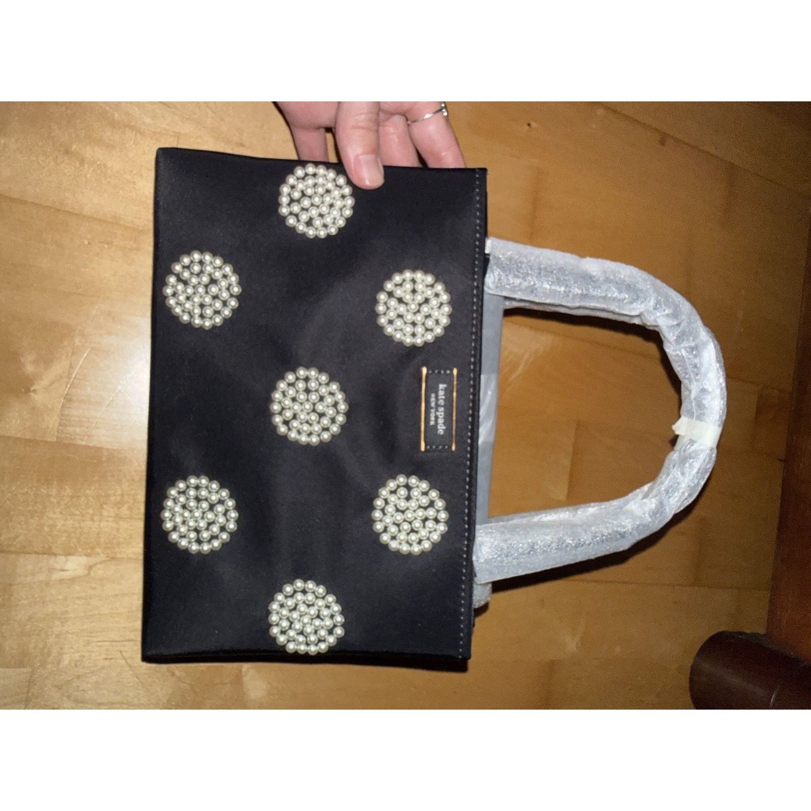 Kate Spade NWT Kate Spade New York Mini Sam Icon Pearl Nylon Tote Black Size ONE SIZE - 4 Thumbnail