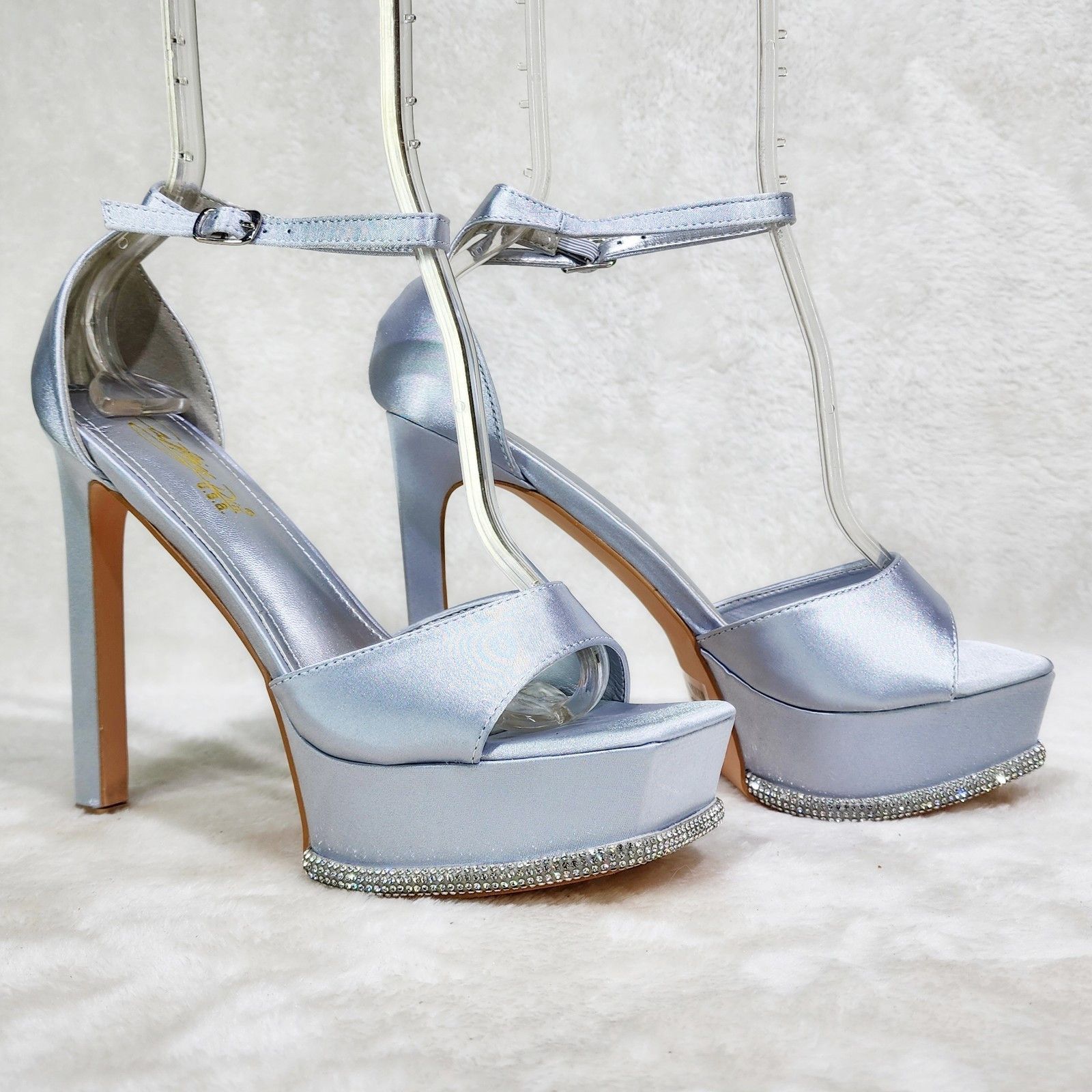 Other Helen Silver Satin Party Evening Platform High Heel Shoes Size US 7 / IT 37 - 5 Thumbnail