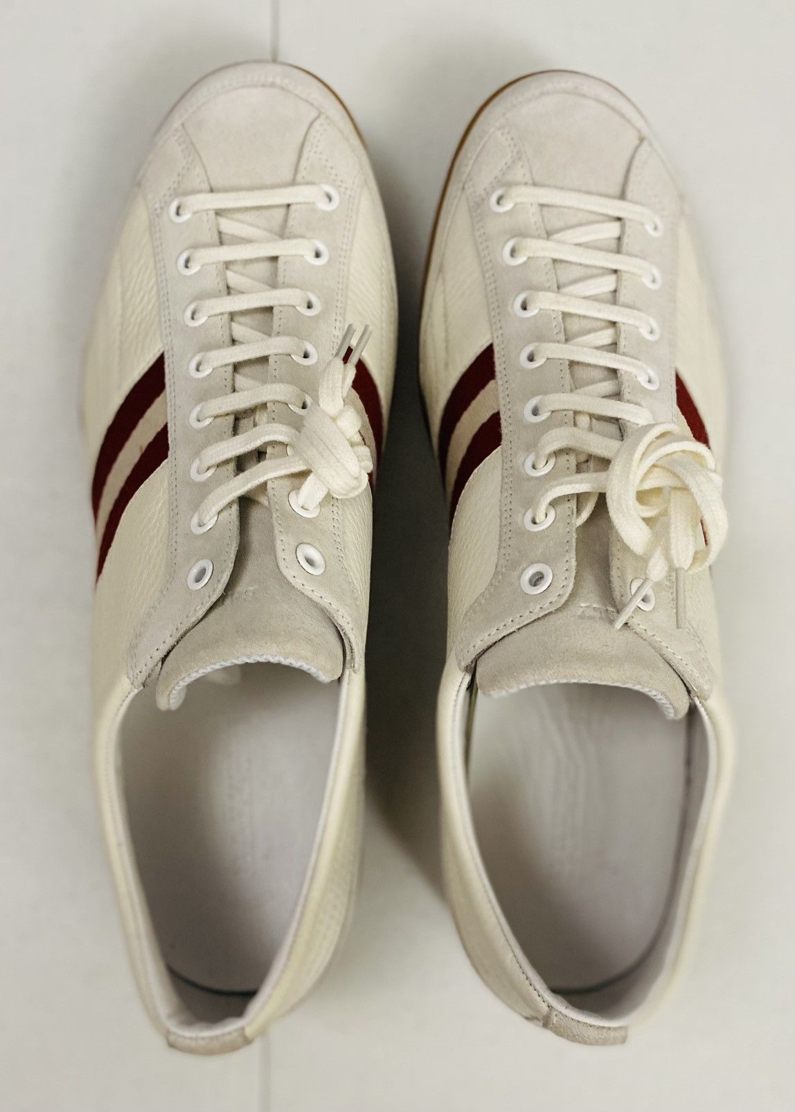 Bally Bally White/Cement Leather/Suede Stripe Nate Sneaker 12 NIB Size US 12 / EU 45 - 13 Thumbnail