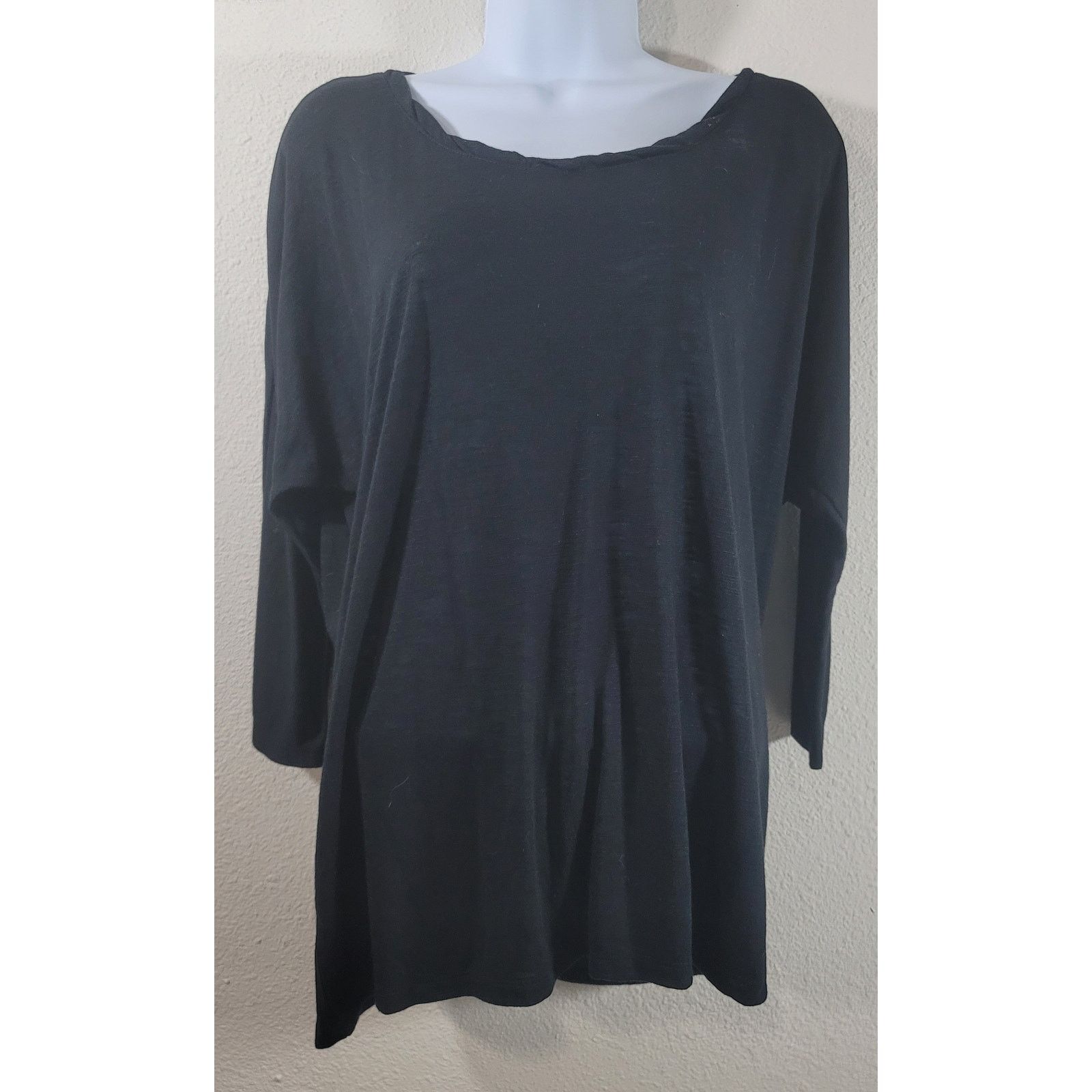 Other Cato Black Slub Knit Round Folded Collar Top Large Size L / US 10 / IT 46 - 1 Thumbnail