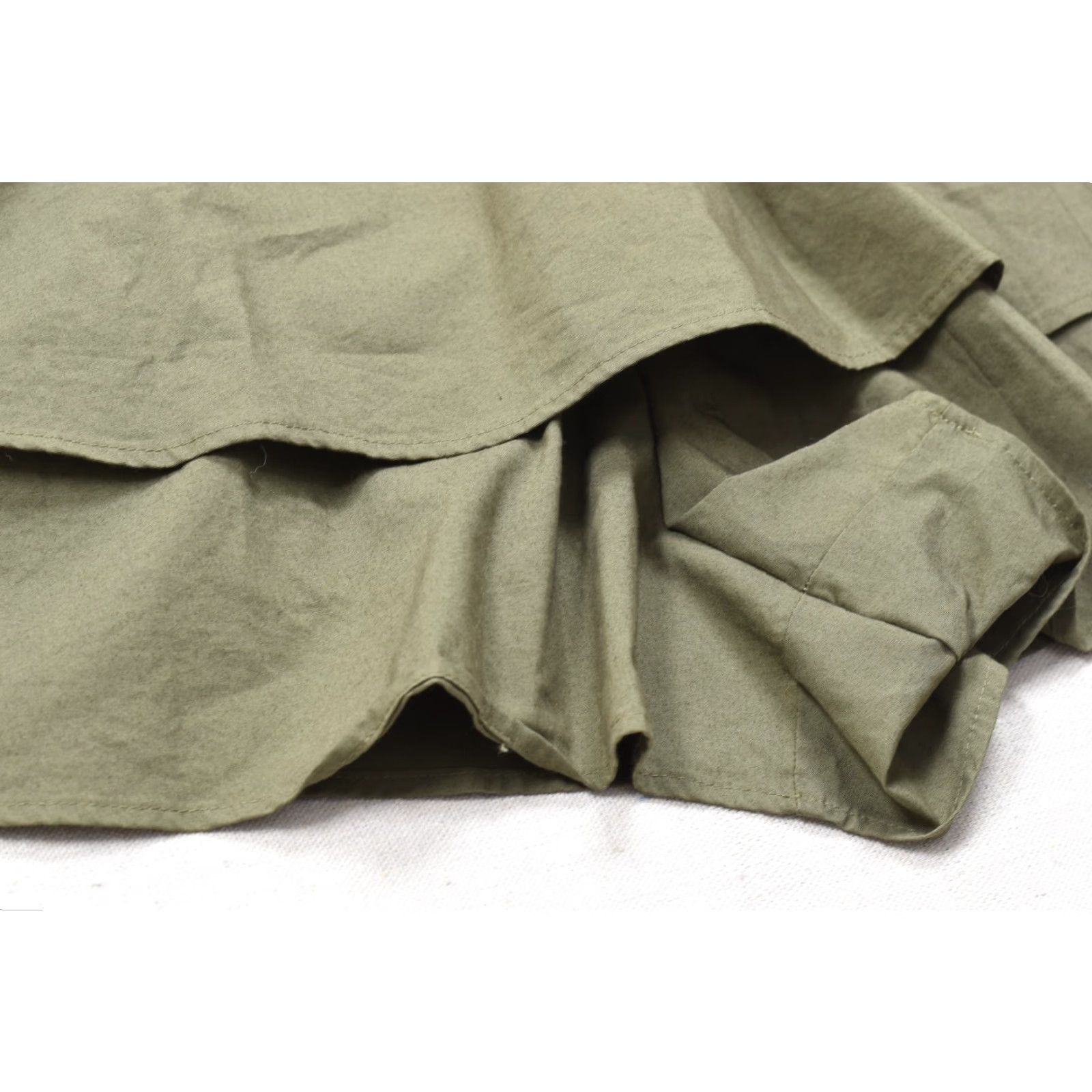 Express Express Shirt Womens M Olive Green Smocked Puff Sleeve Peplum Top Cotton Blend Size M / US 6-8 / IT 42-44 - 6 Thumbnail