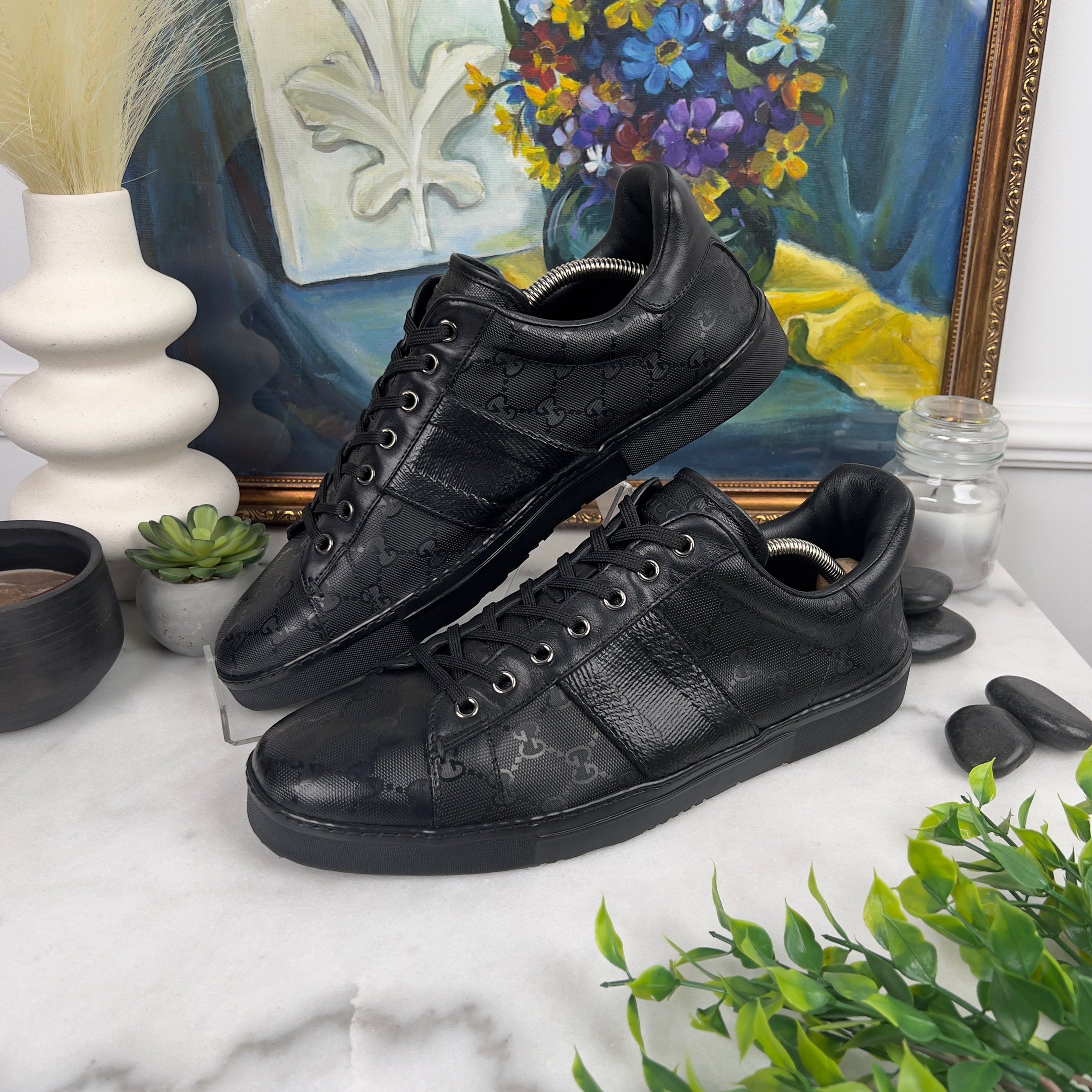 Gucci Vintage Ace GG Guccissima Monogram Sneakers Glazed Leather Size US 10 / EU 43 - 1 Thumbnail