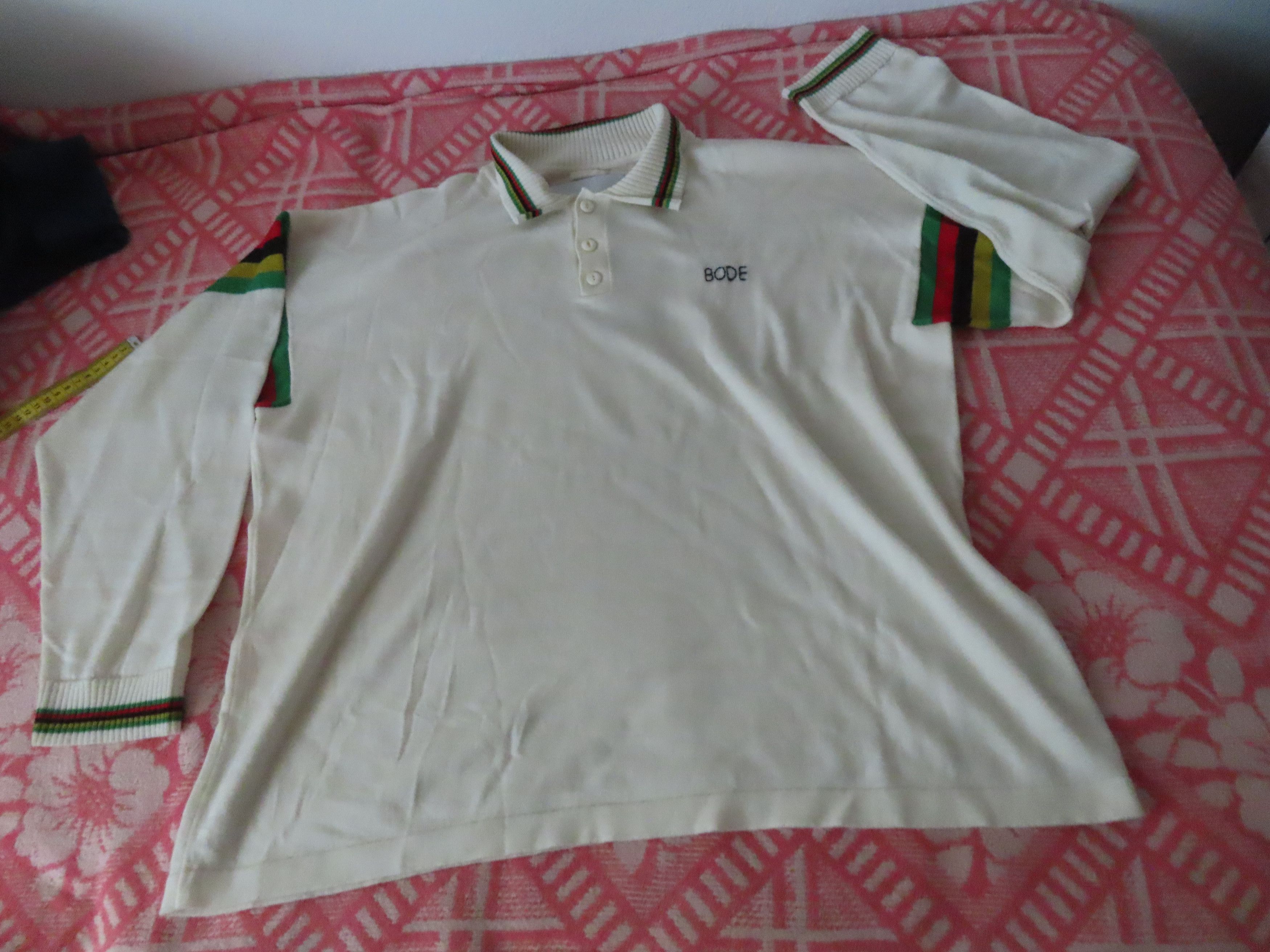 Bode × Designer BODE Cycling Stripe Logo Knitted Long Sleeve Polo Size US XXL / EU 58 / 5 - 1 Thumbnail