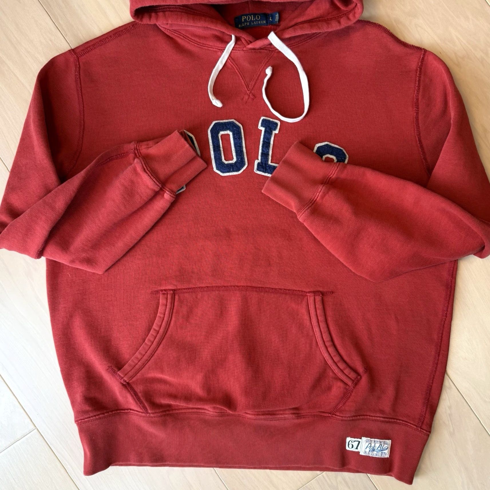 Polo Ralph Lauren Polo Ralph Lauren Hoodie Large Red Heavy Fleece Pullover Rugby 90s New York RRL Mens L Hoodie Size US L / EU 52-54 / 3 - 6 Thumbnail