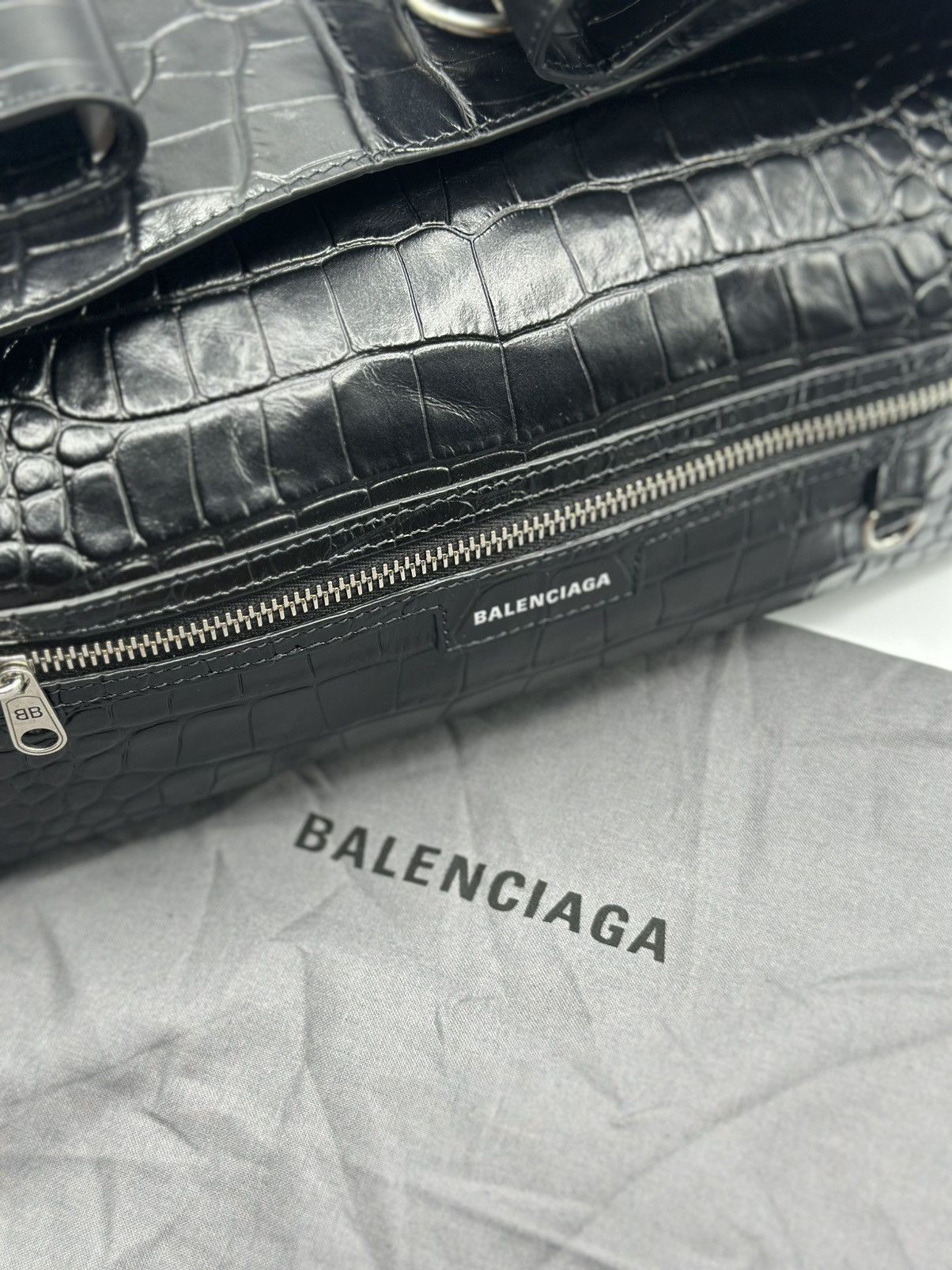 Balenciaga Balenciaga Black Croc Embossed Small Superbusy Sling Bag Size ONE SIZE - 7 Thumbnail