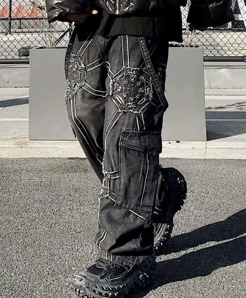 Japanese Brand Minami x Hoshi Utility grunge distressed cargo jeans pants Size US 32 / EU 48 - 7 Thumbnail