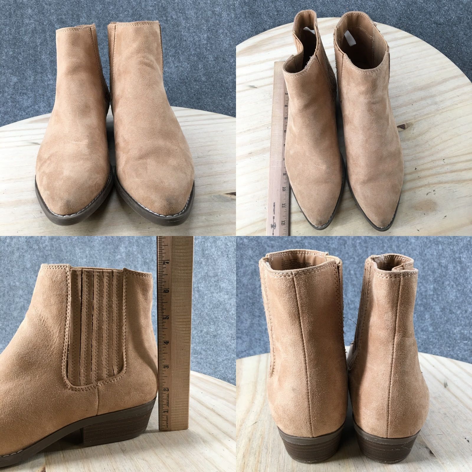 Vintage Universal Thread Boots Womens 10 Pointed Toe Ankle Bootie Beige Fabric Low Heels Size US 10 / IT 40 - 8 Thumbnail
