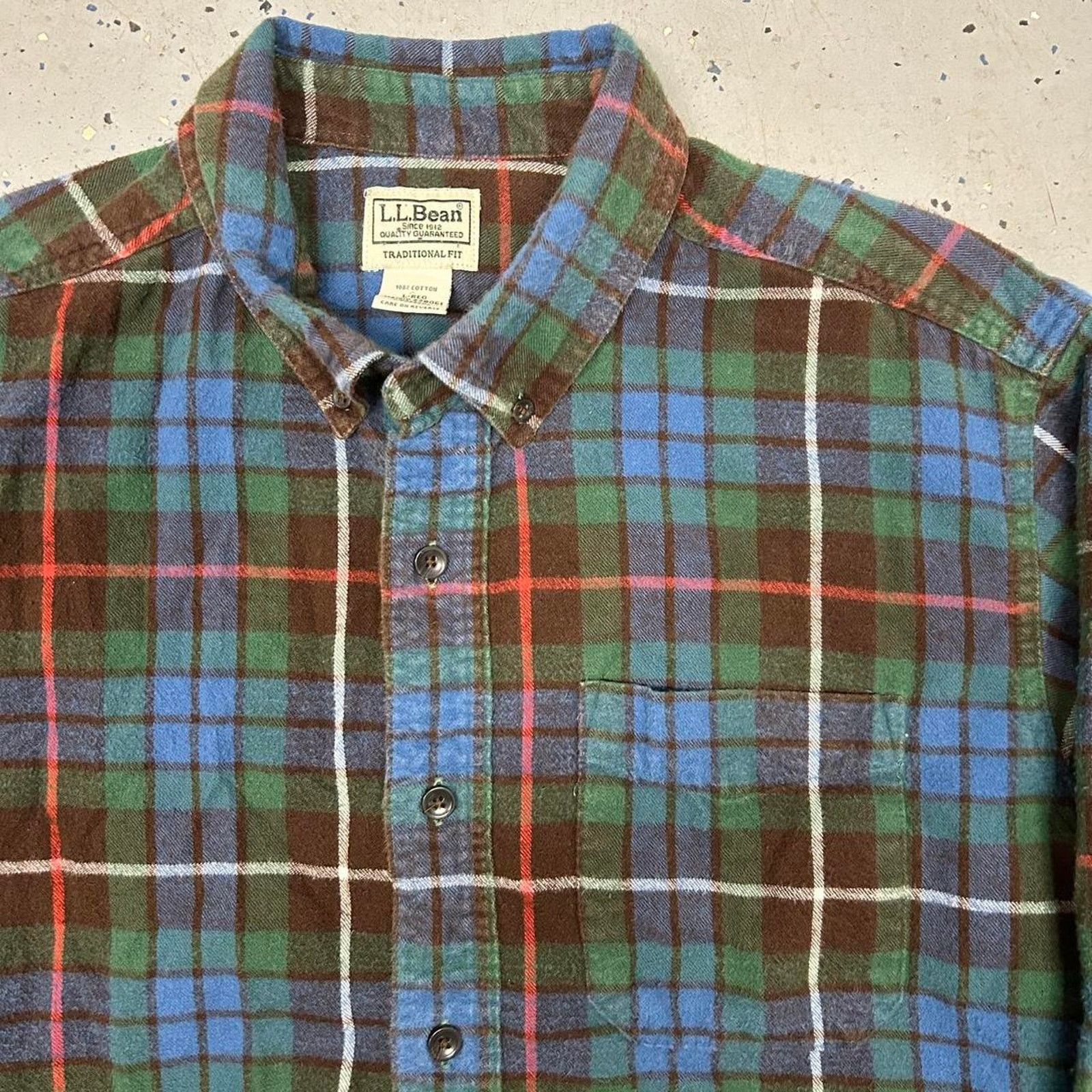 L.L. Bean VTG/Y2K L.L.Bean plaid flannel shirt in blue and green Size US L / EU 52-54 / 3 - 2 Thumbnail