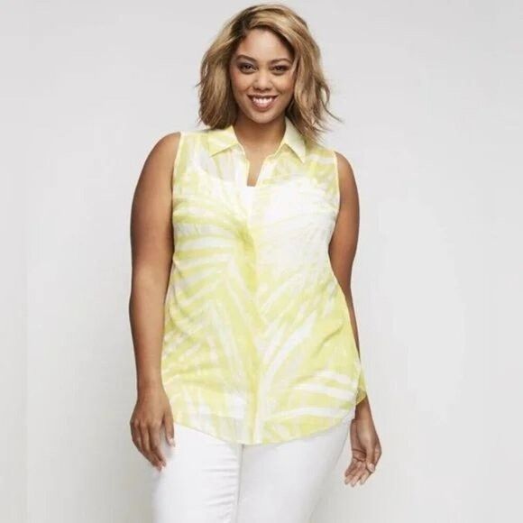 Other NEW Lane Bryant Yellow Button Down Shirt size 22 Size 3XL / US 20-22 - 1 Thumbnail