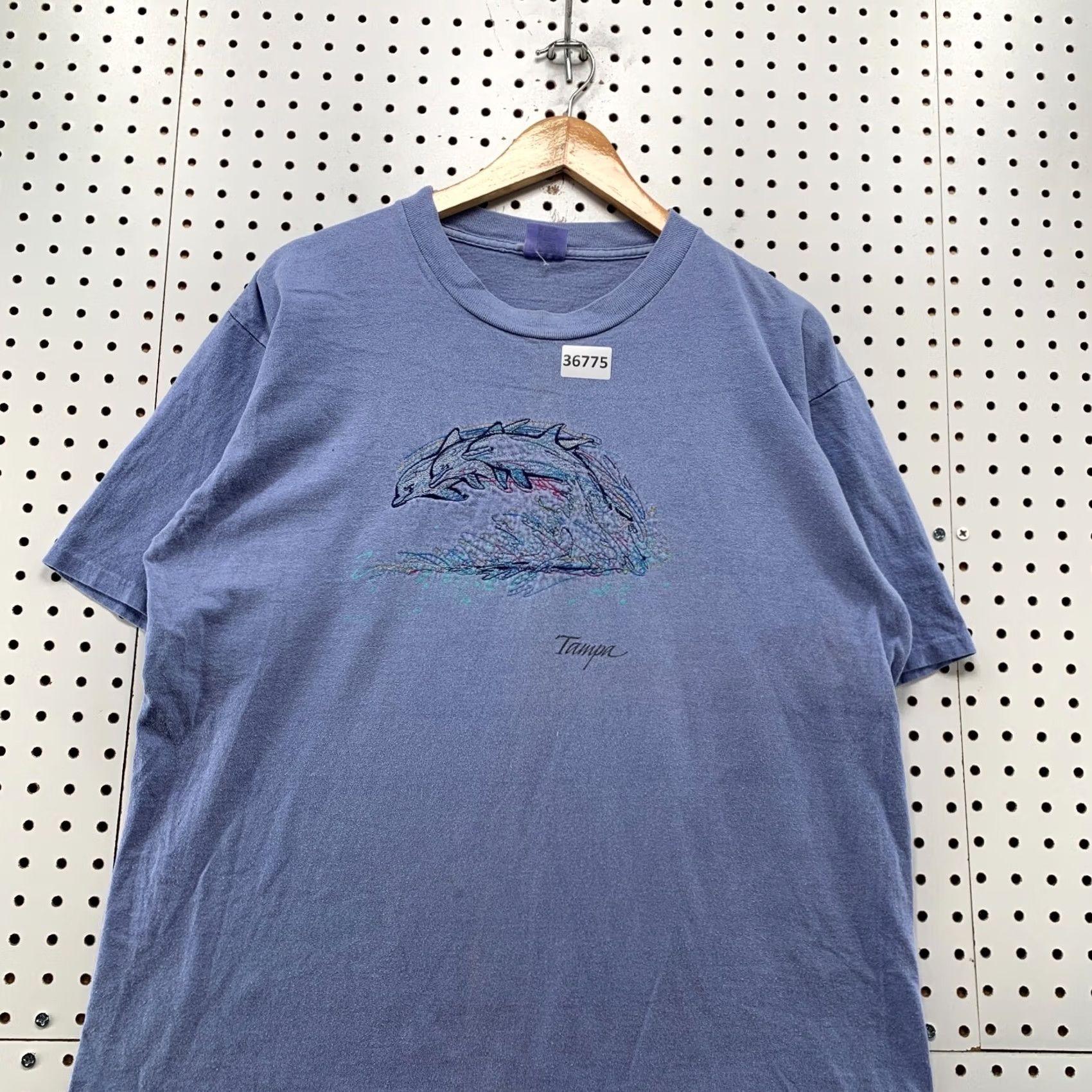 Vintage VTG 90s Tampa Dolphin Shirt Mens Large Blue Embroidered USA 23x28 Eingle Stitch Shirt Size US L / EU 52-54 / 3 - 5 Thumbnail