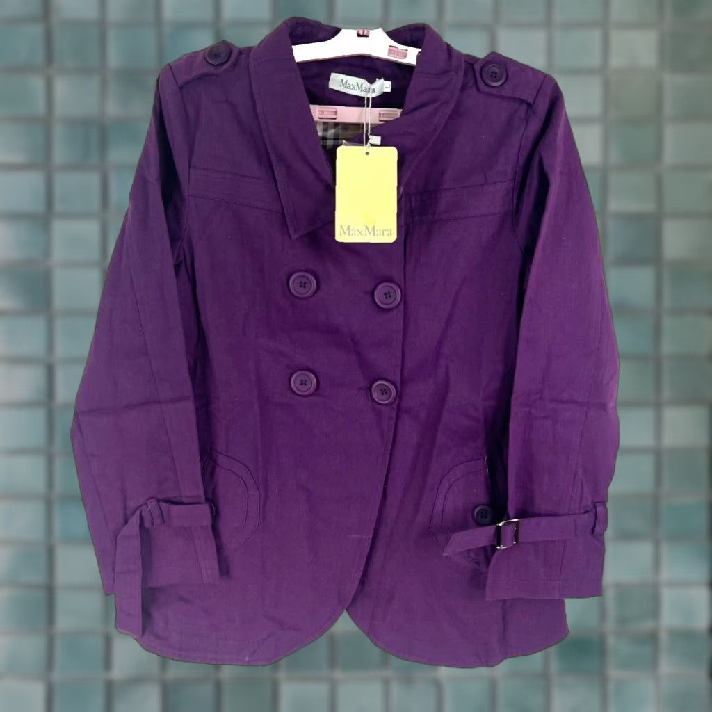 Max Mara Max Mara Trench Coat Womens Jr Size L Purple Double Breasted Short Coat Size 36" / US 14 / IT 50 - 1 Thumbnail