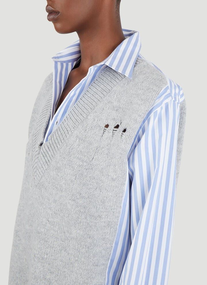 Maison Margiela oc11z0925 Knit Vest Layered Shirt in Blue/Grey Size XS / US 0-2 / IT 36-38 - 5 Thumbnail