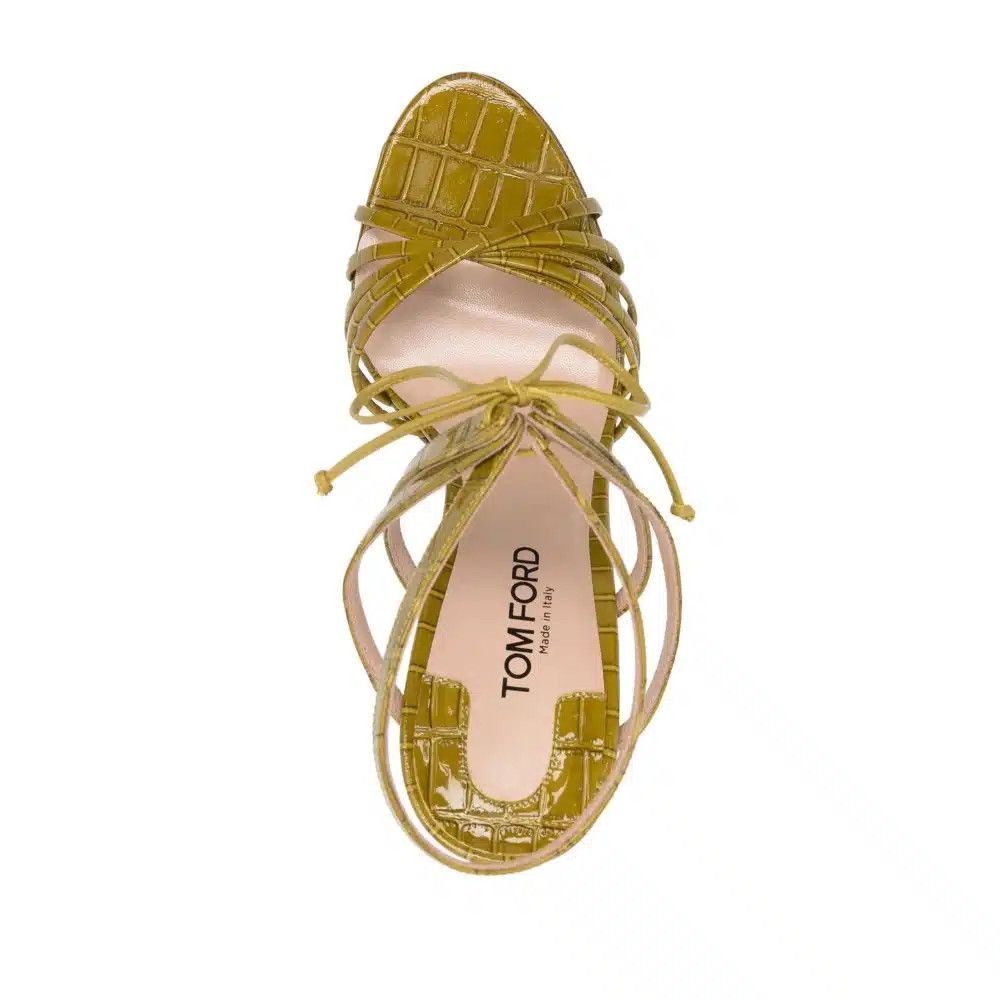 Tom Ford o1loc1c0425 W3496 Angelika Ankle Strap Sandals in Chartreuse Size US 8 / IT 38 - 4 Thumbnail