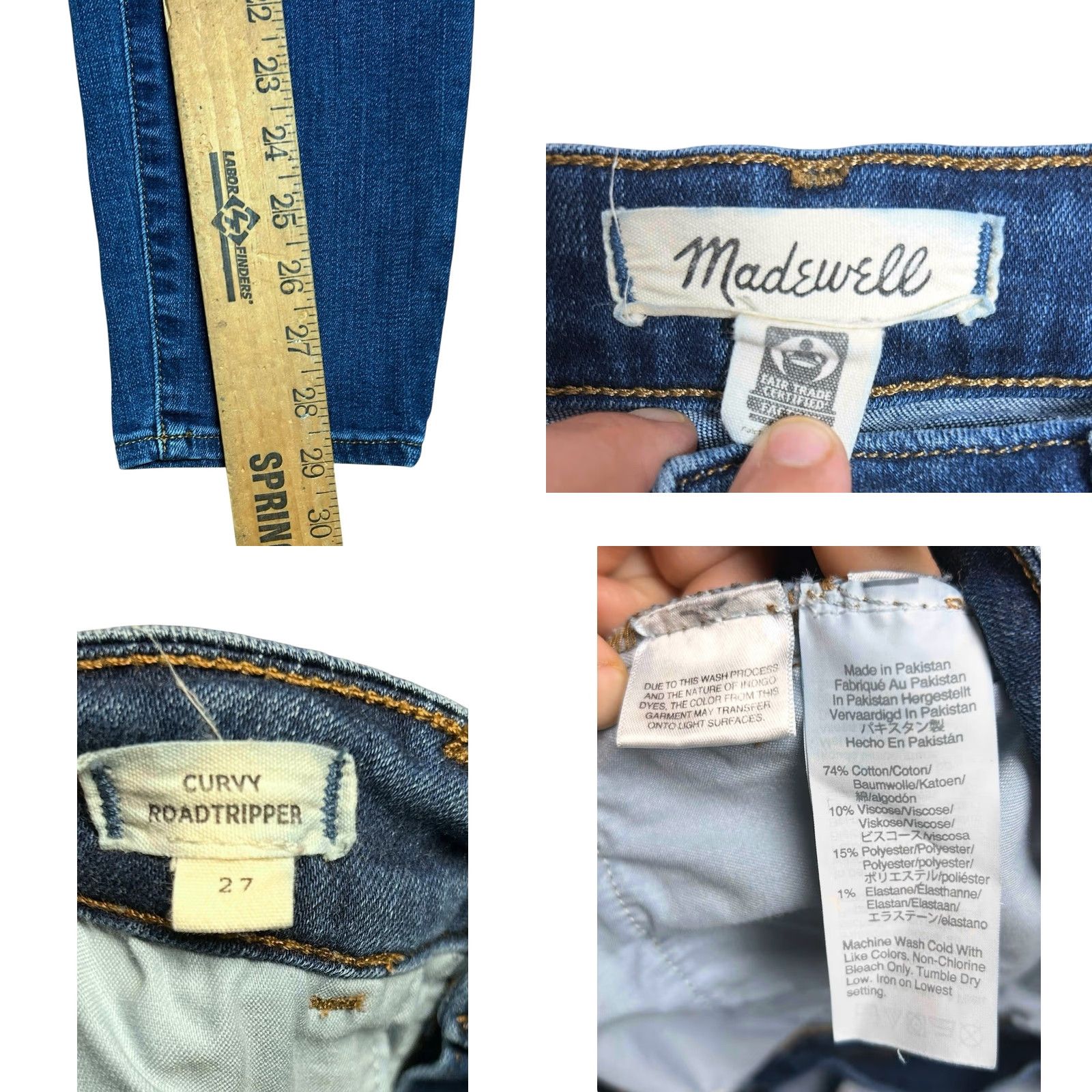 Madewell Madewell Jeans Curvy Roadtripper Size 27 Bark Blue Straight leg Womens Pants Regular Dress Denim 5-Pocket City Bohemian Preppy Size 27" / US 4 / IT 40 - 8 Thumbnail