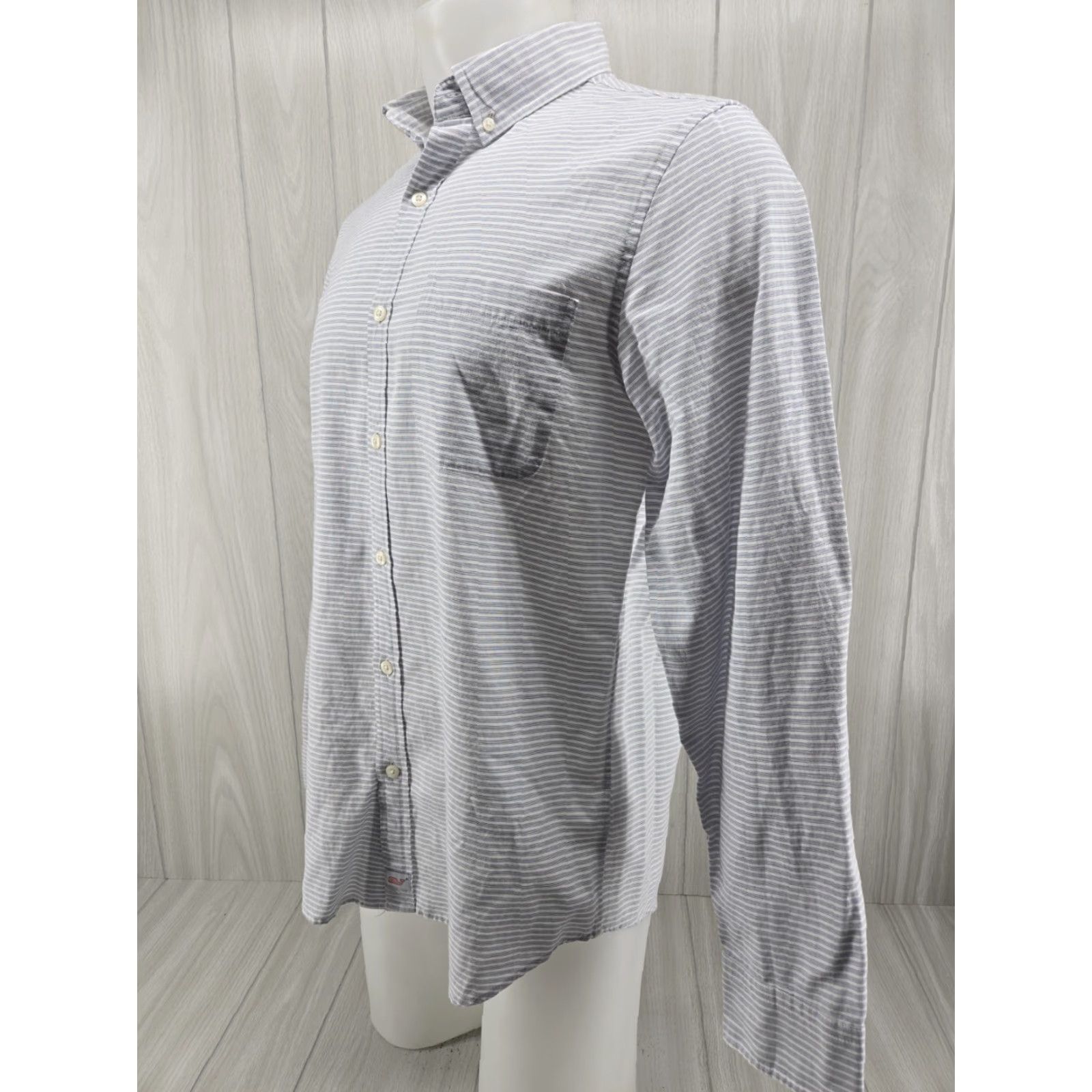 Vineyard Vines Vineyard Vines Button-Up Murray Shirt Striped Blue Slim Fit Cotton Linen Men M Long Sleeve Size US M / EU 48-50 / 2 - 2 Thumbnail