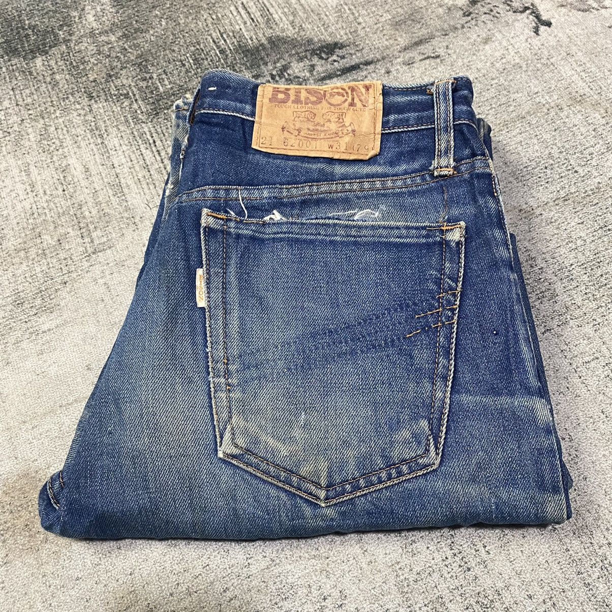 Japanese Brand × Jean × Vintage Vintage Bison Distressed Denim Pants Size US 31 - 5 Thumbnail