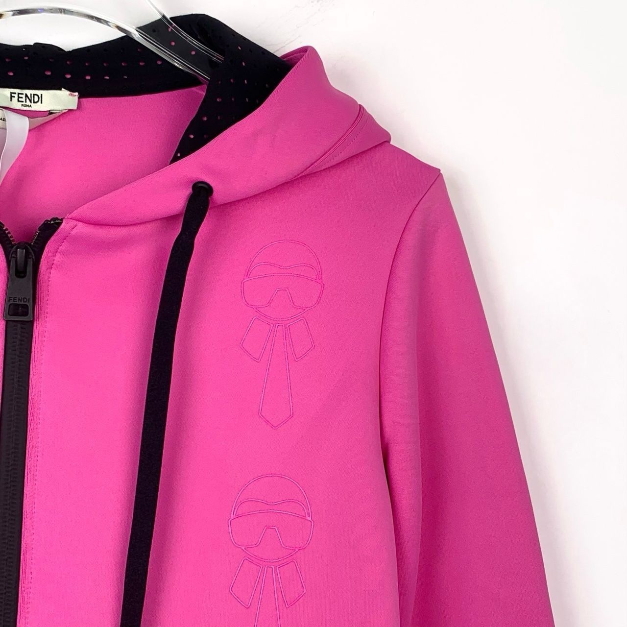 Fendi Fendi Womens Rose Pink Logo Embroidered Hoodie Jacket Size 4 Size S / US 4 / IT 40 - 5 Thumbnail