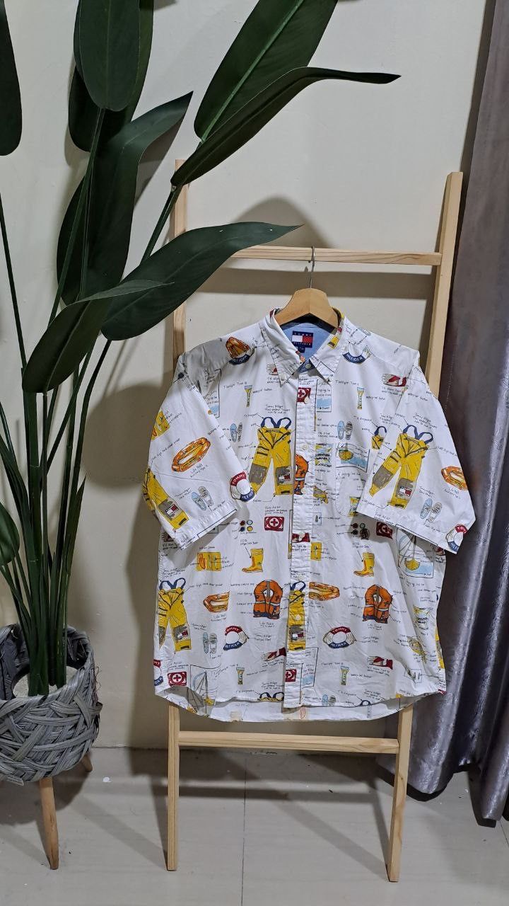 Tommy Hilfiger RARE! 90s Tommy Hilfiger Fullprint Shirt Size US L / EU 52-54 / 3 - 1 Thumbnail