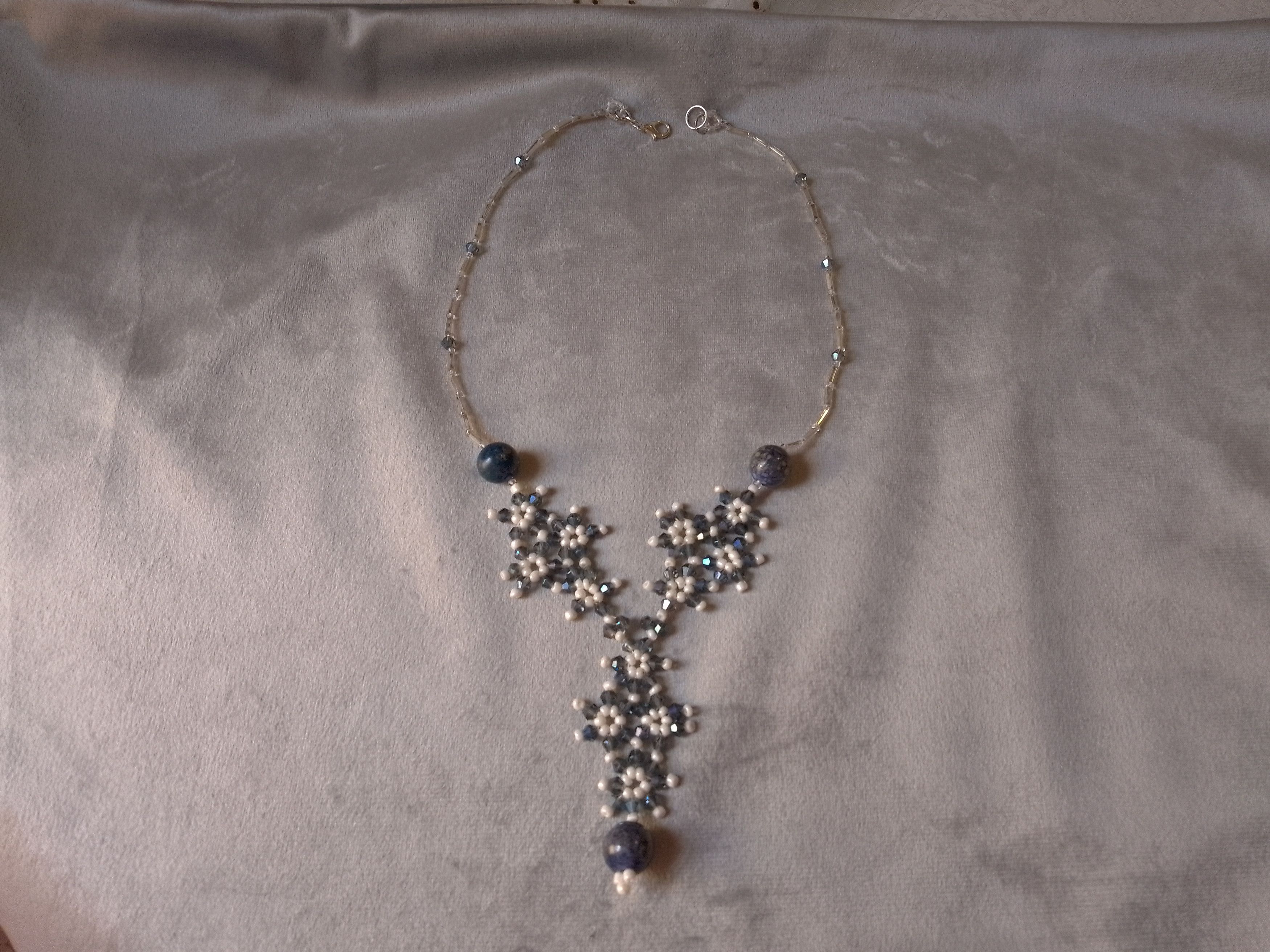 Handmade Necklace in grey/blue Crystal Lapis lazuli gemstones Size ONE SIZE - 7 Thumbnail