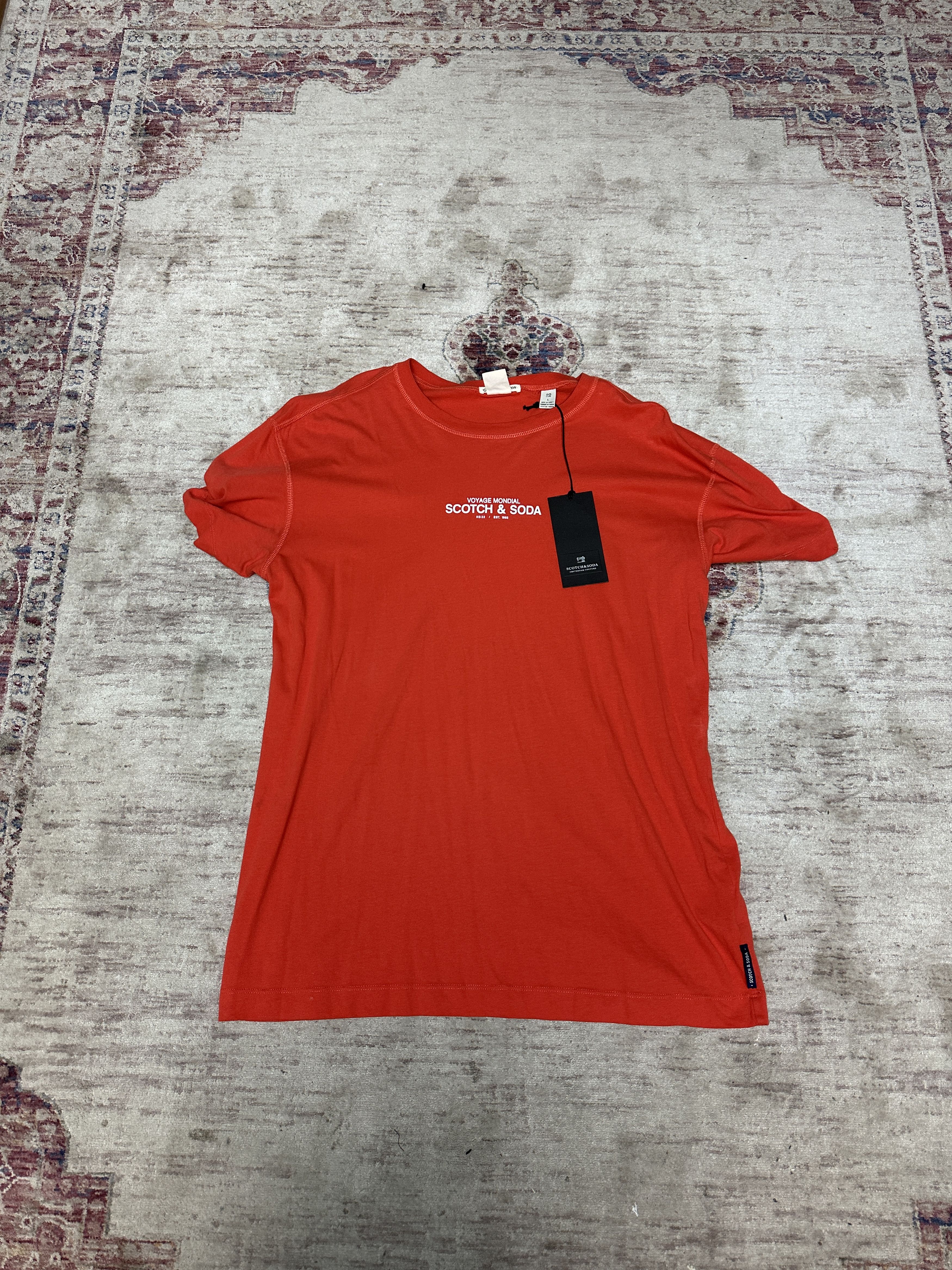 Scotch & Soda Scoth & Soda Men's Red Organic Cotton T-Shirt Size Large Size US L / EU 52-54 / 3 - 1 Thumbnail