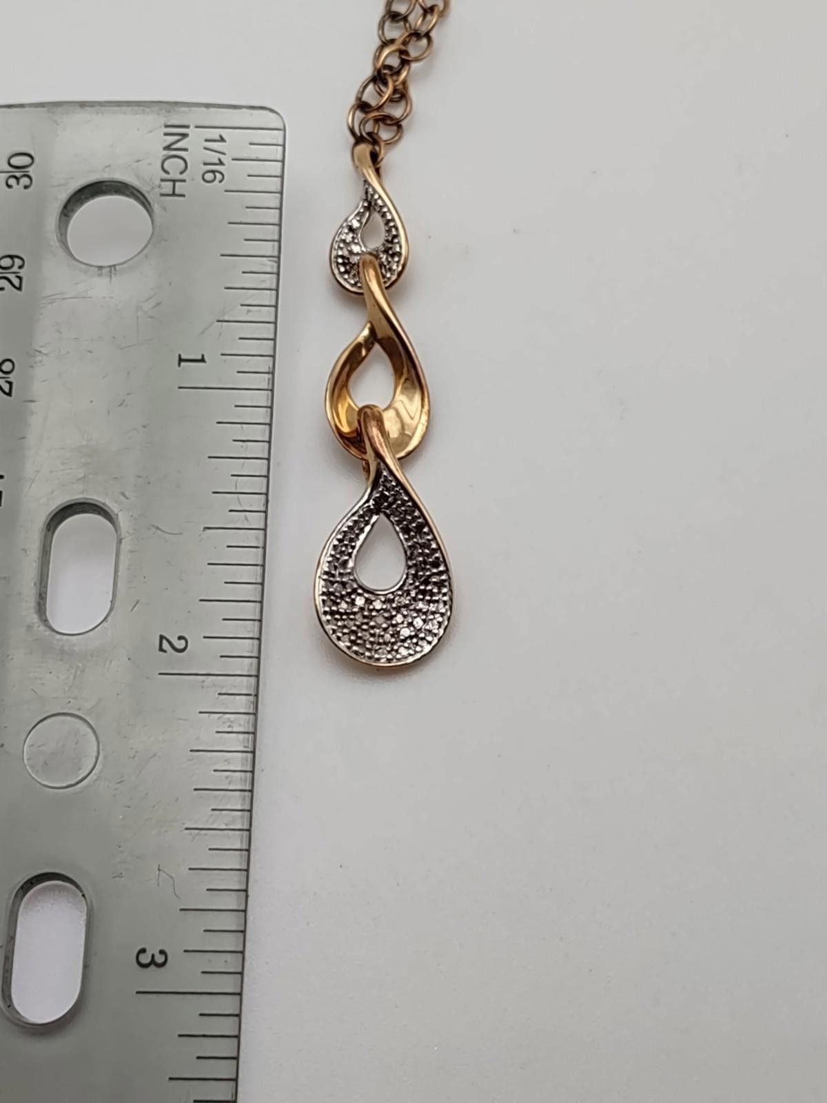 The Unbranded Brand 925 Gold Vermeil Sterling Silver CZ Teardrop Necklace 17" Size ONE SIZE - 3 Thumbnail