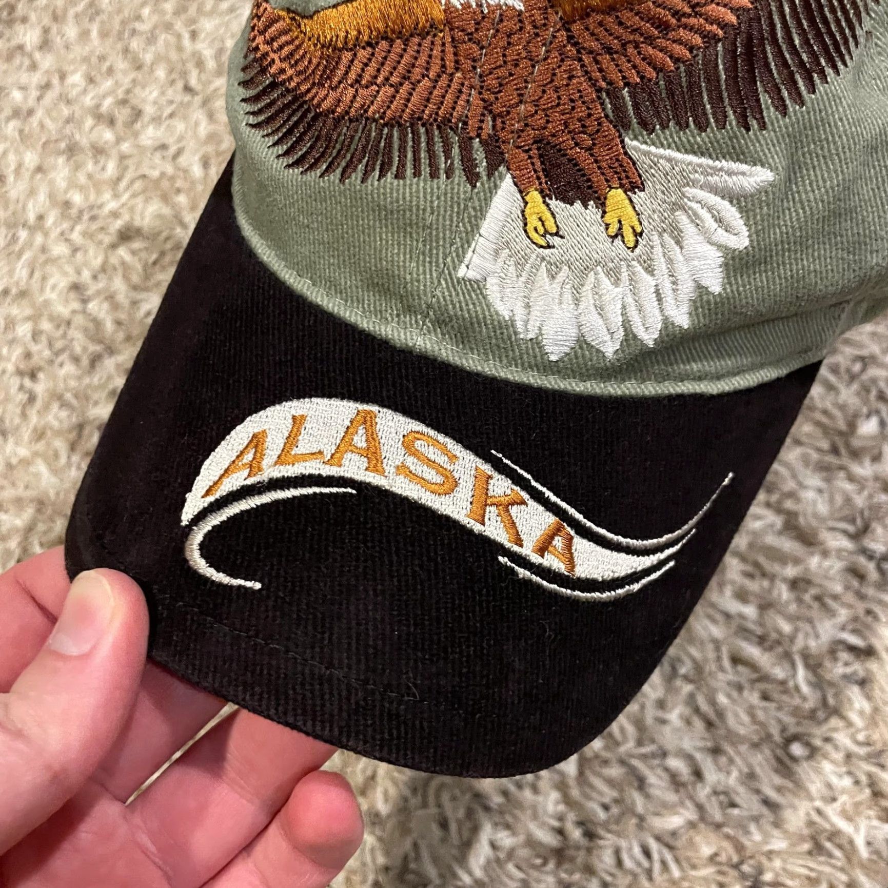 Vintage VINTAGE Alaska Bald Eagle Hat Strap Back Green Black Arctic Circle Size ONE SIZE - 4 Thumbnail