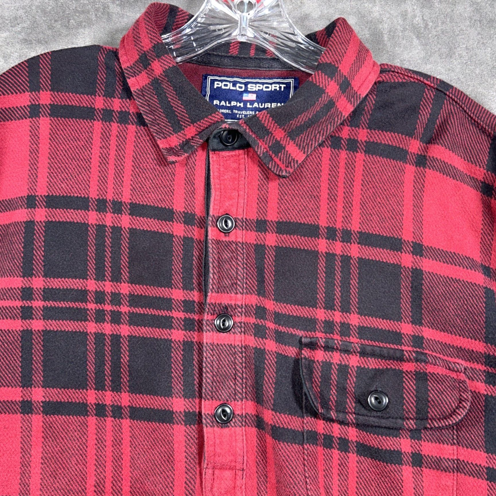 Ralph Lauren Ralph Lauren Polo Sport Flannel Shirt Mens XL Red Plaid 1/4 Button Up Size US XL / EU 56 / 4 - 2 Thumbnail