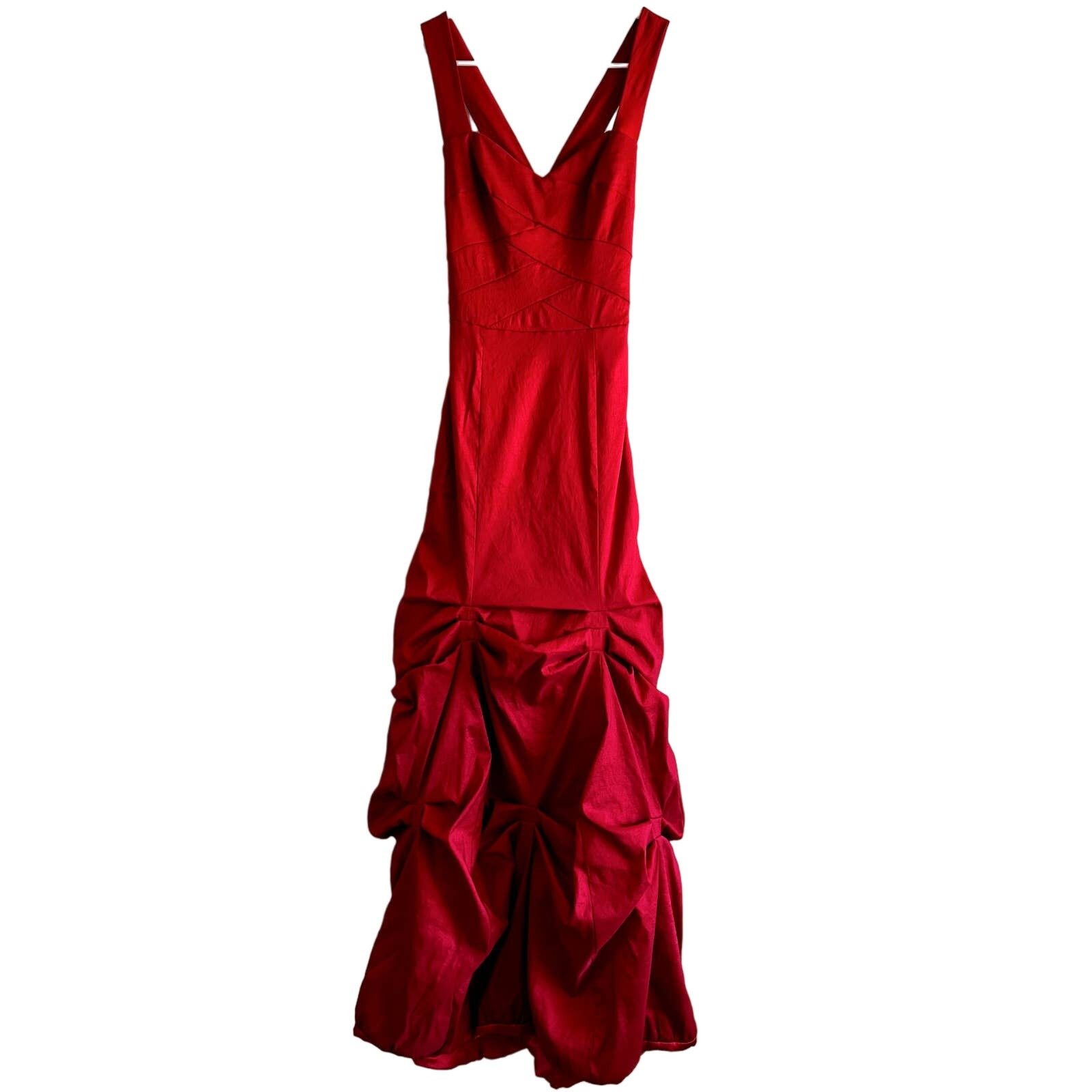 VTG Jessica Mcclintock Evening Gown Sweetheart Ruffle Red 4, Women's (Size Small)