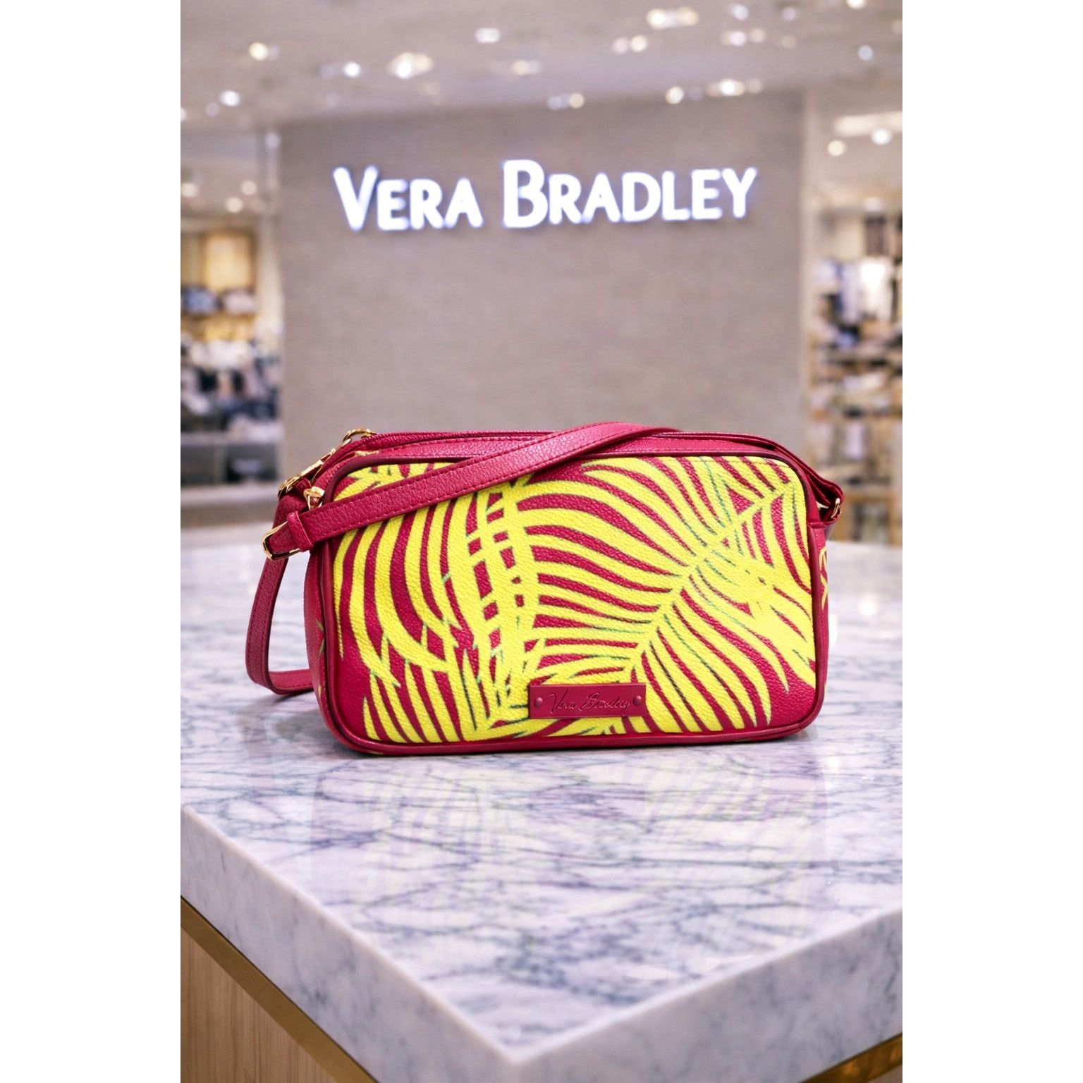 Vera Bradley Vera Bradley "Palm Fronds" Small Crossbody Bag - Bright Pink Size ONE SIZE - 1 Thumbnail