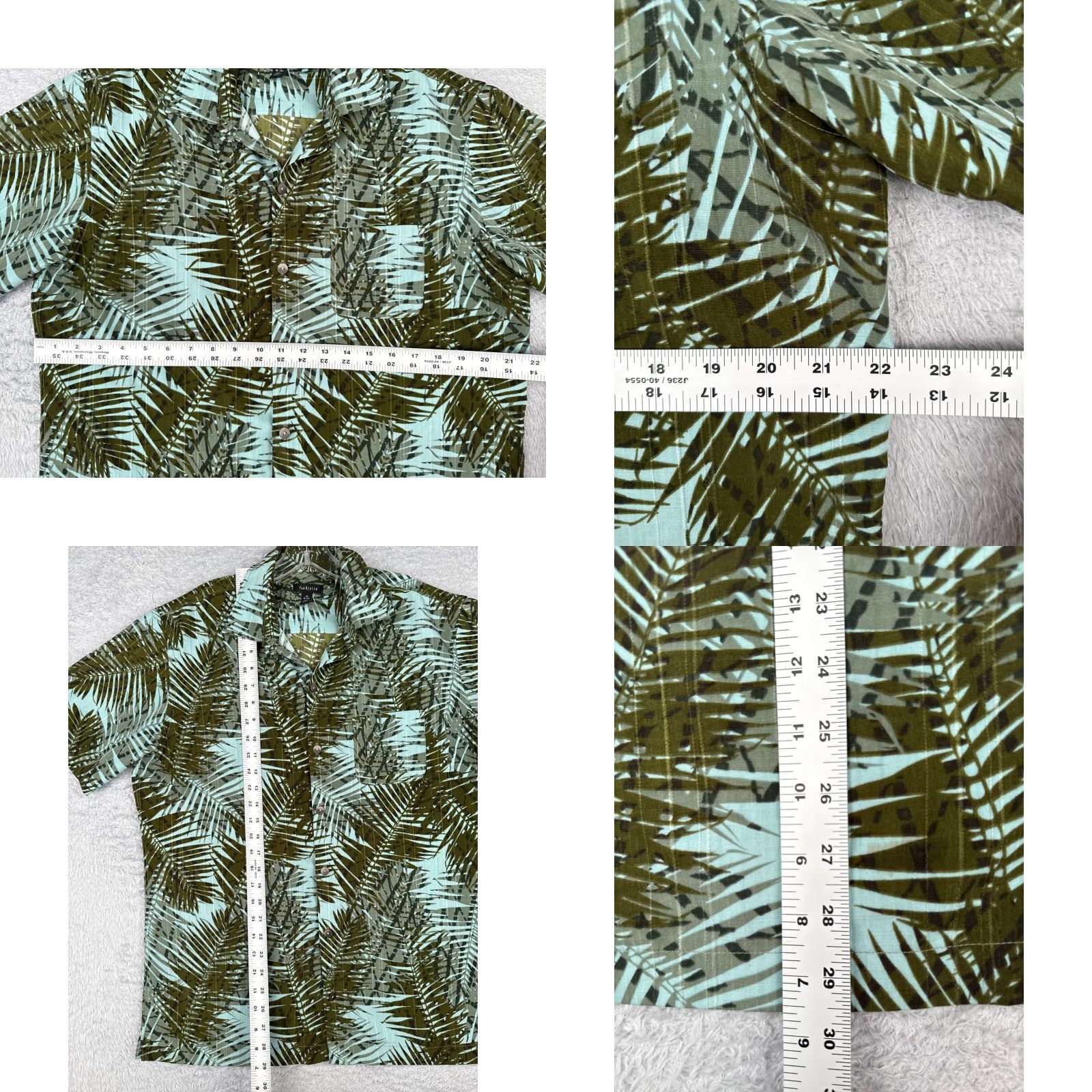 Van Heusen Van Heusen Shirt Adult M Blue Floral Leaf Hawaiian Polyester Button Mens Size US M / EU 48-50 / 2 - 8 Thumbnail