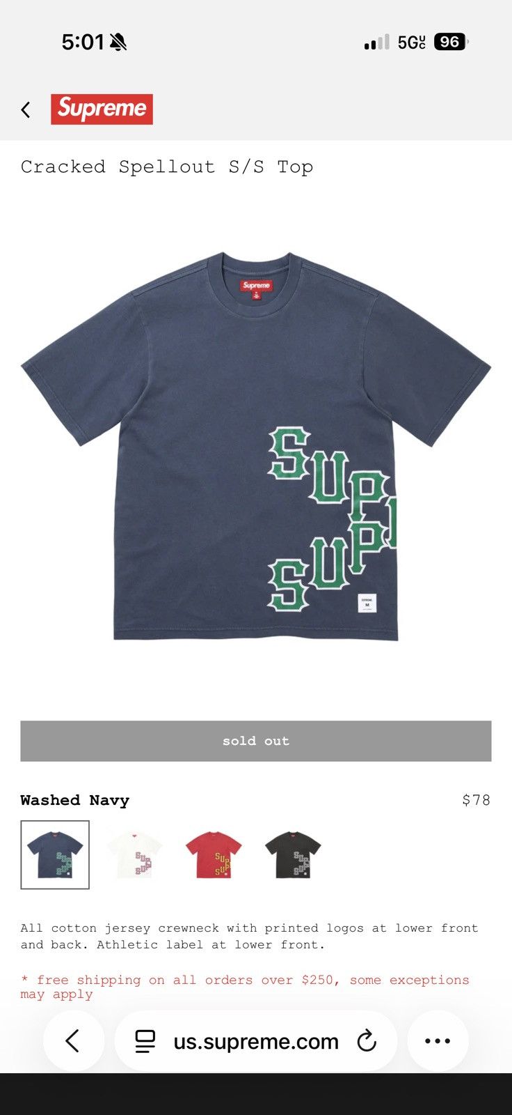 Supreme Supreme cracked spellout tee (M) Size US M / EU 48-50 / 2 - 1 Thumbnail