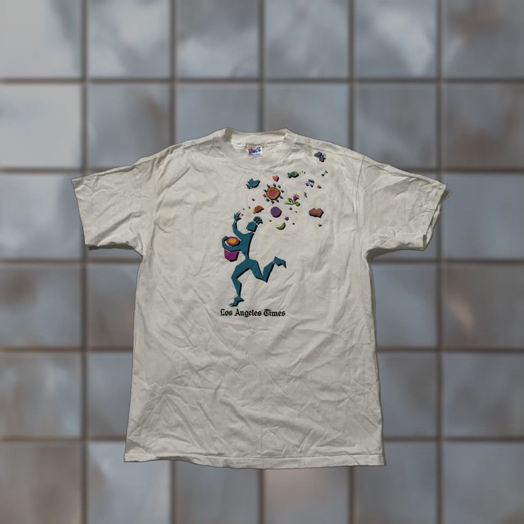 Vintage VINTAGE 90s Los Angeles Times Newspaper Single Stitch Graphic T-Shirt XL Size US XL / EU 56 / 4 - 1 Thumbnail