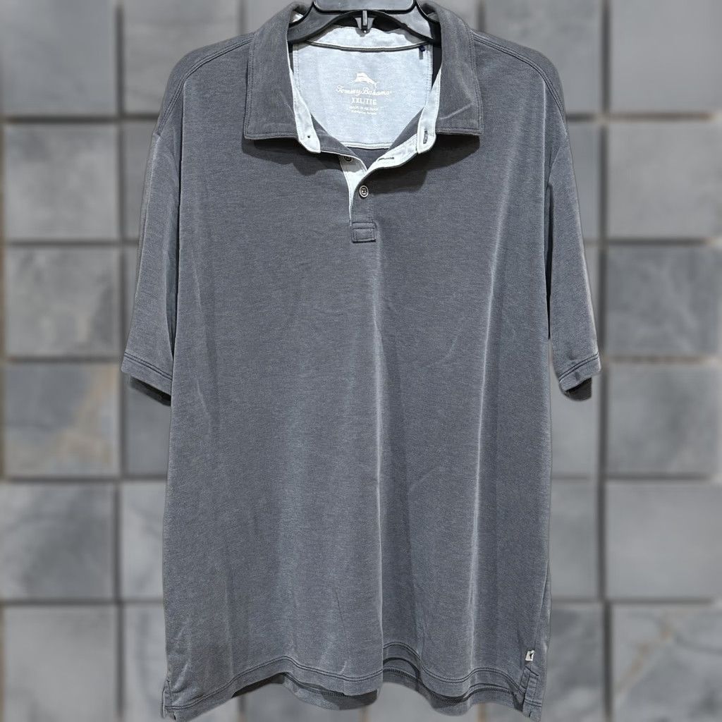 Tommy Bahama Tommy Bahama Polo Shirt Men 2XL Gray Short Sleeve Collared Casual Lightweight Lyocell Polyester Size US XXL / EU 58 / 5 - 1 Thumbnail