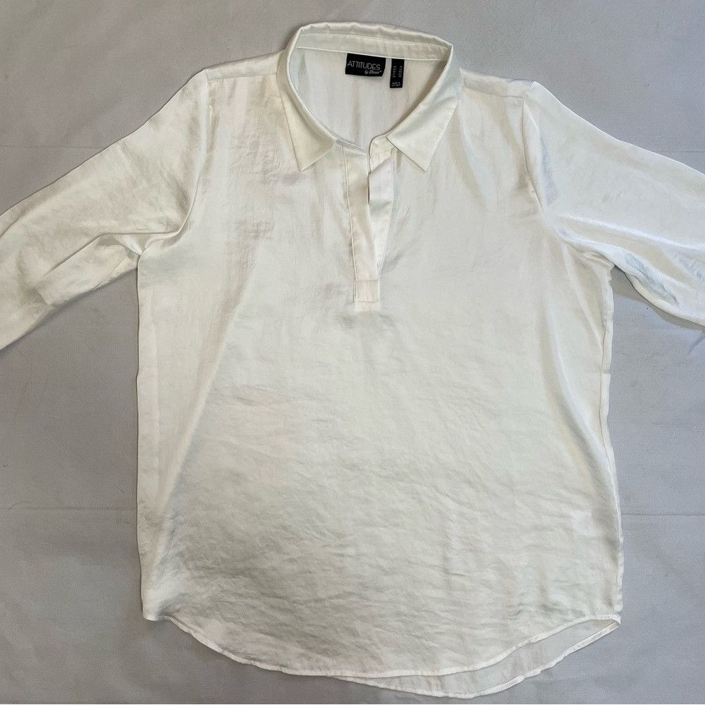 Other Attitudes by Renee Washed Poly Silk Collared Shirt Size 16 Size XXL / US 16-18 / IT 52-54 - 5 Thumbnail