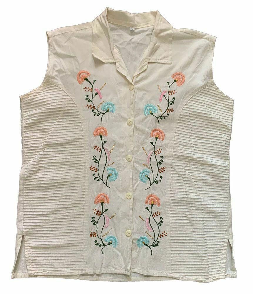 Designer Pre Owned White Hand Made Blouse L Size L / US 10 / IT 46 - 2 Thumbnail
