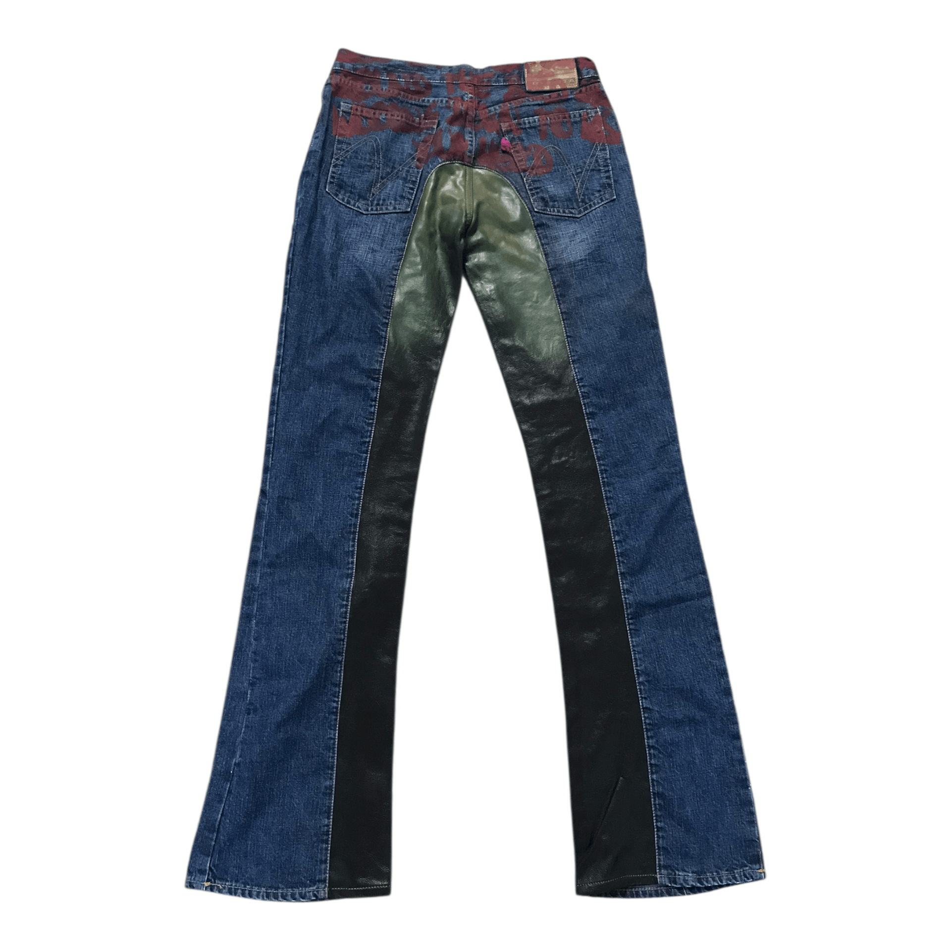 If Six Was Nine × Japanese Brand × Le Grande Bleu (L.G.B.) No Lolita Half Leather Blue Bootcut pant Size US 28 / EU 44 - 3 Thumbnail