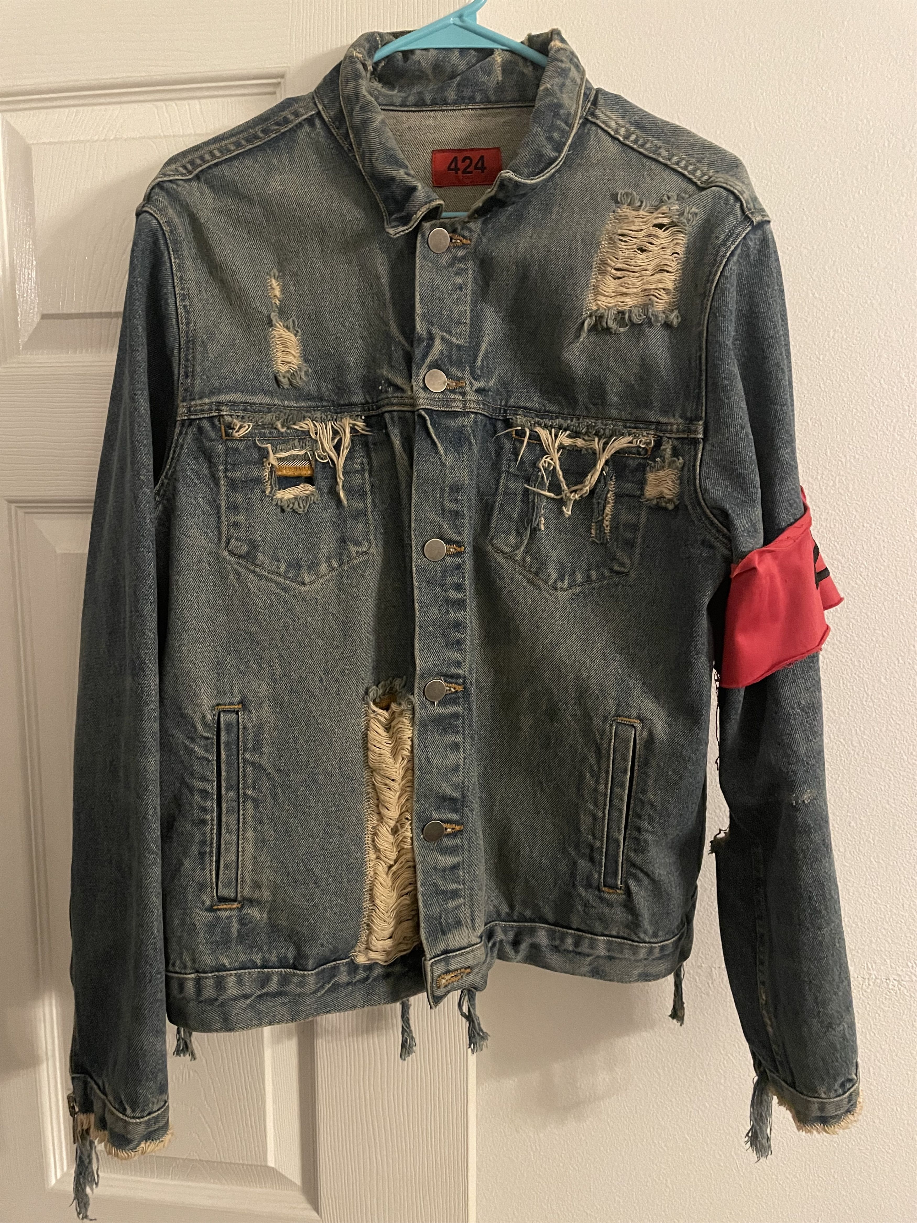 424 424 On Fairfax Rare Distressed Denim Jacket | Grailed