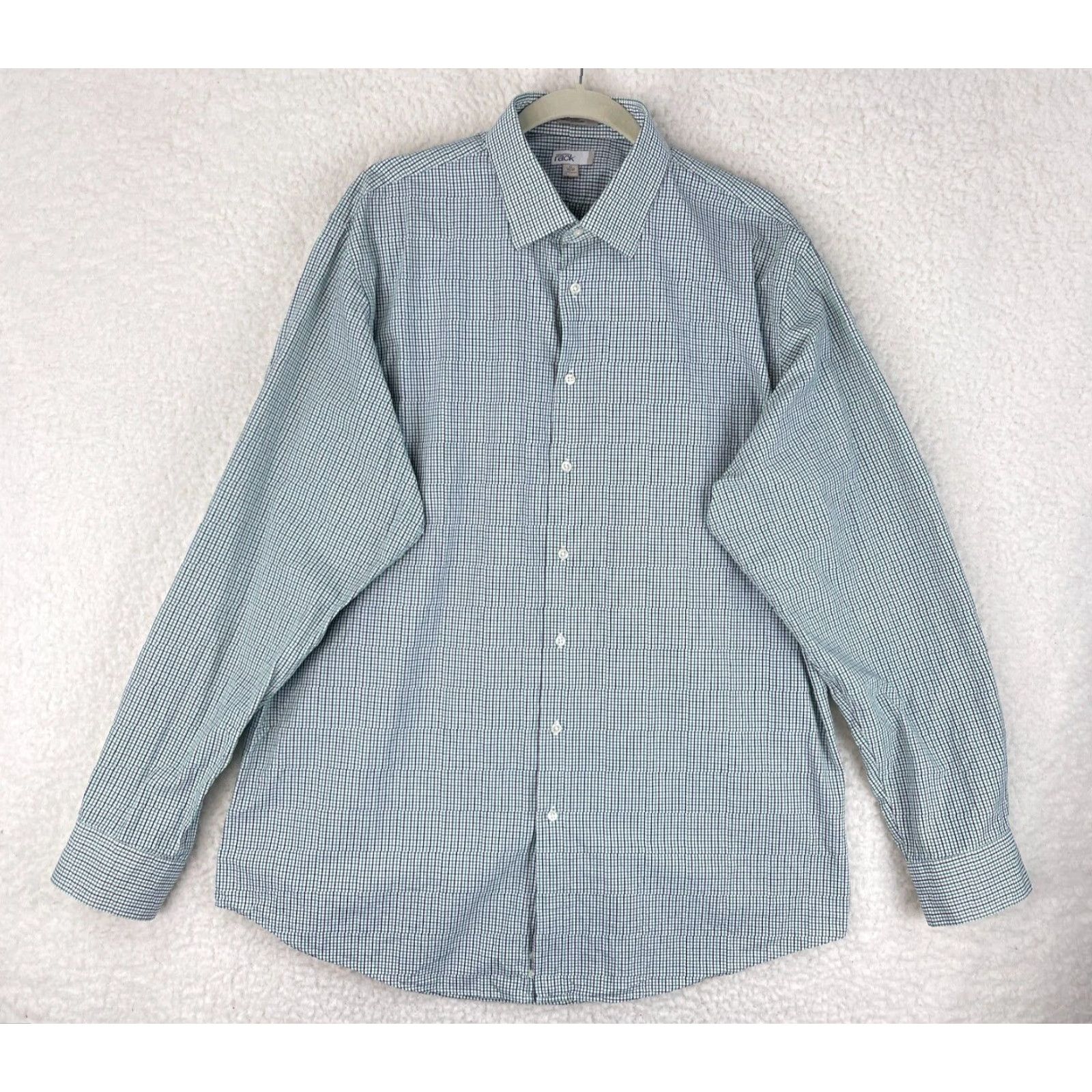 Nordstrom Nordstrom Nordstrom Rack Green Plaid Button-Down Dress Shirt Mens XL 17" Neck Long Sleeve Cotton 50" Chest Daddy Classic Shirt Size 46R - 2 Thumbnail